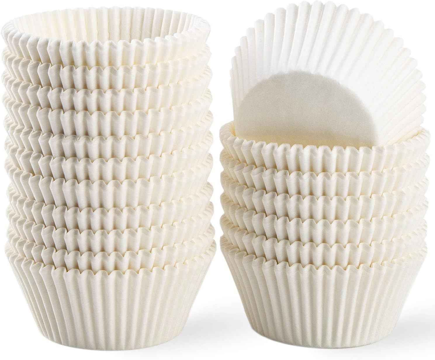 Caperci Standard Natural Cupcake Liners 500 Count, No Smell, Grease-Proof Paper Muffin Liners, Food-grade Baking Cups for Cupcakes, Muffins, Nuts