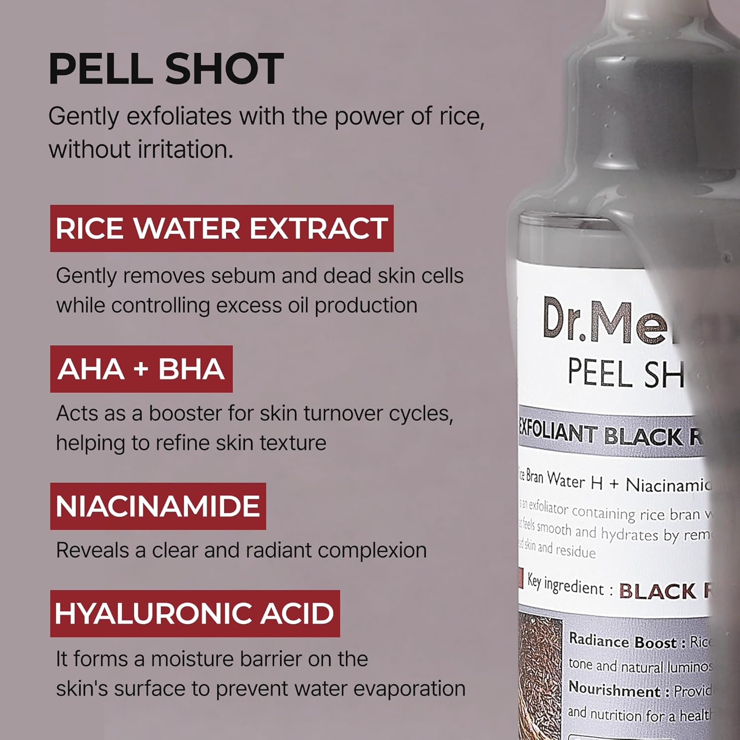 Dr.Melaxin peel shot glow black rice peeling ampoule 80ml gentle exfoliating korean skincare