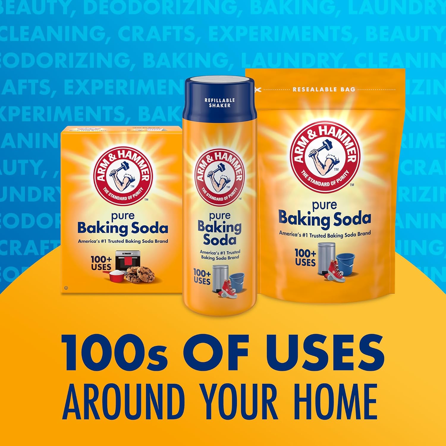 Arm & Hammer Pure Baking Soda Shaker, 12 Oz, Pack of 6, Free-Flowing Granules, Water-Resistant Container