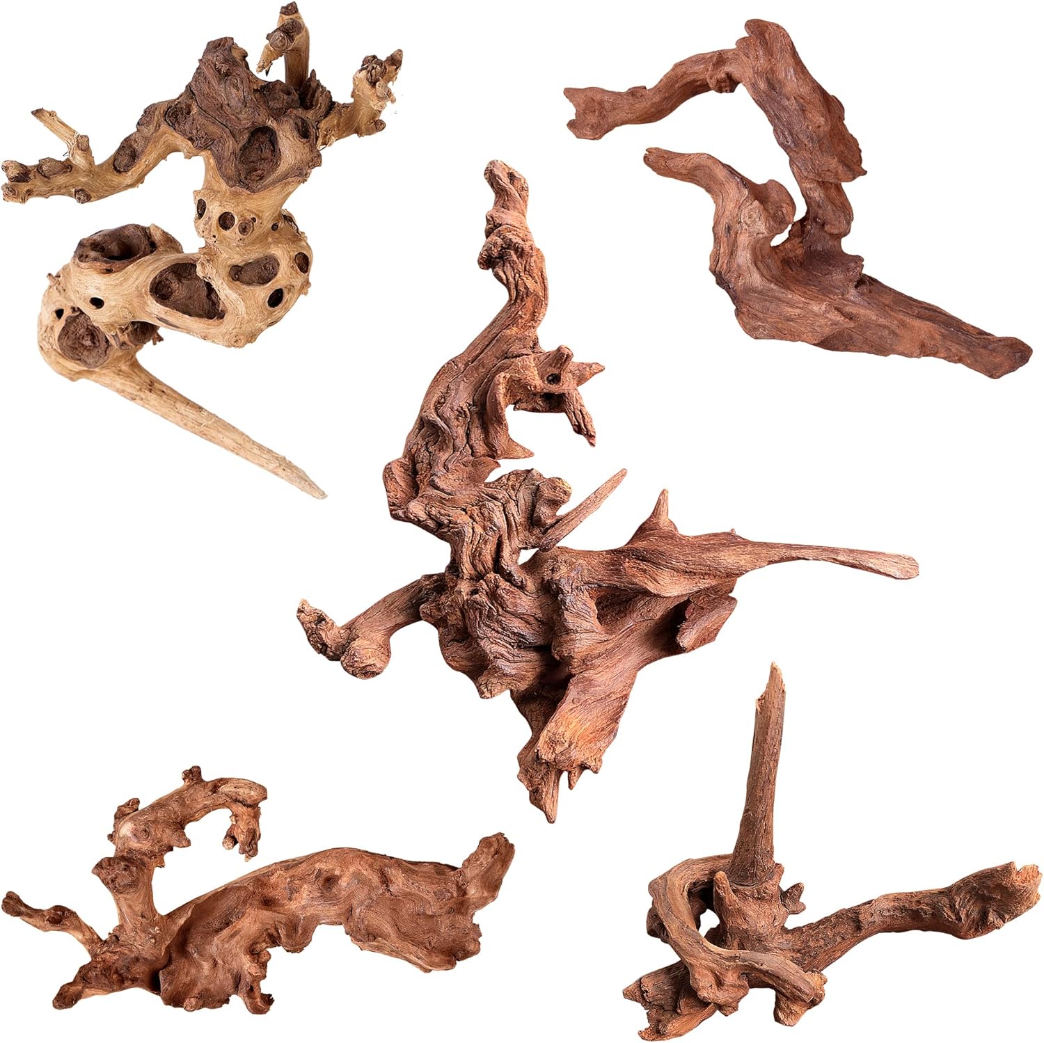 majoywoo Natural Coral Driftwood for Aquarium Decor, Assorted Driftwood Branch 6-10" 3 Pcs, Reptile Decorations
