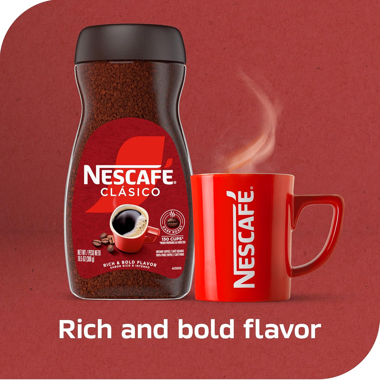 nescafe clasico instant dark roast coffee, 10.5 oz, 1 jar, 150 cups