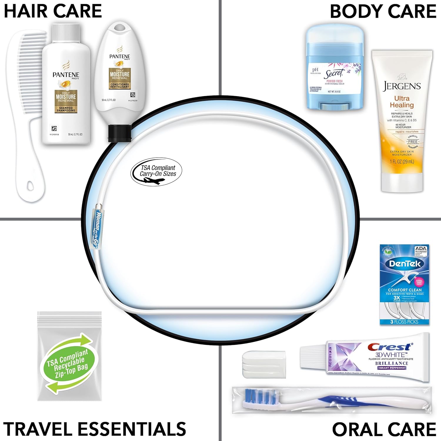 Convenience Kits International Women's Deluxe 10 Piece TSA Compliant Travel Kit with Pantene Essentials
