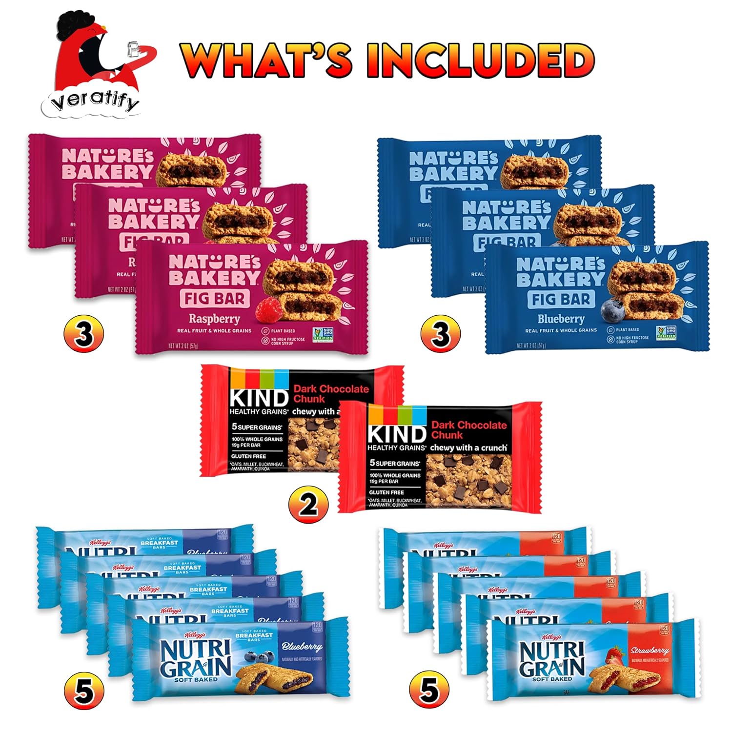 veratify healthy mixed snack box 66 count gift basket variety assortment