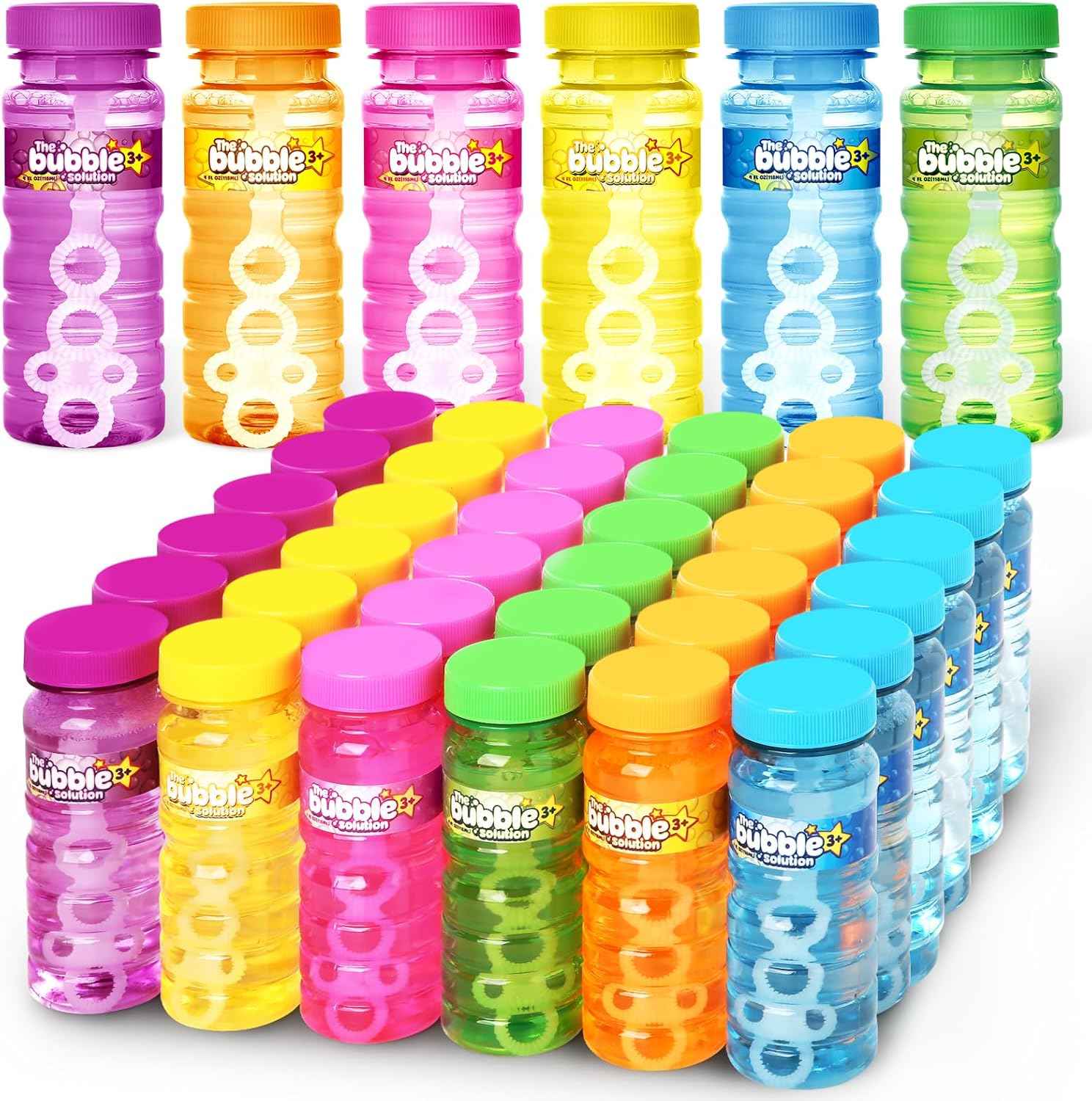 48 Pcs Bubble Bottles with Wand,Bubbles Party Favors for Kids,Summer Toys, Blow Bubbles Solution Novelty Toy, Party Favors, Birthday Party Supplies, Outdoor & Indoor Activity,4oz,6 Colors