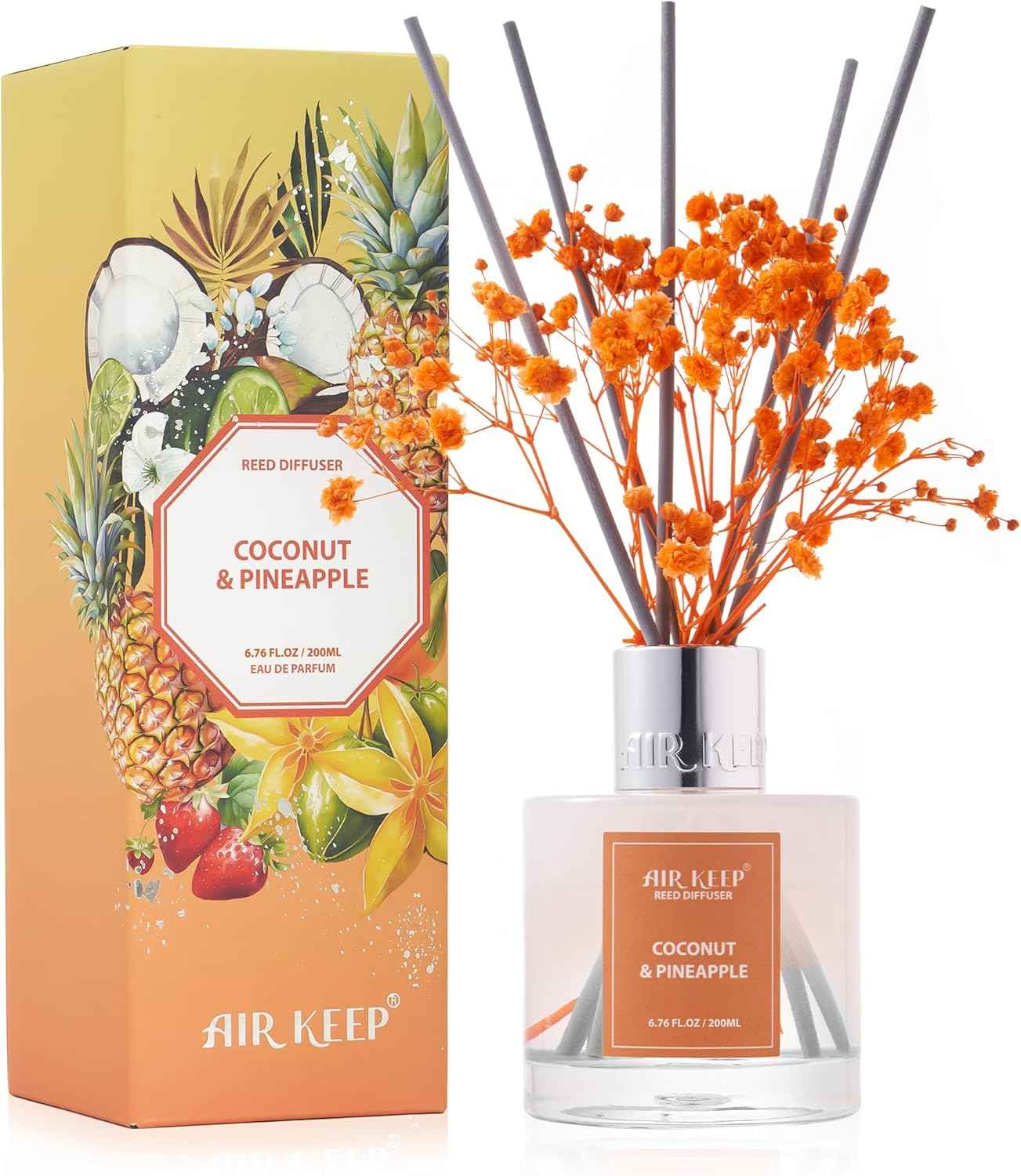 Airkeep Reed Diffuser Set,3.38 fl oz (100 ml) - Clean Linen Oil Diffusers with 8 Reed Sticks,Home Fragrance Reed Diffuser for Bathroom Shelf Decor