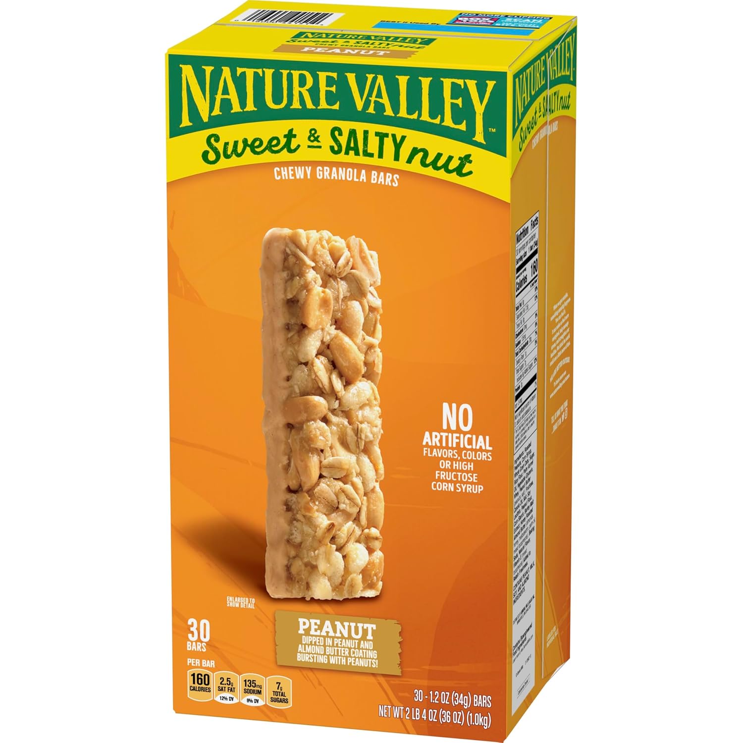 Nature Valley Sweet and Salty Peanut Granola Bars, 30 Bars, 36 OZ, Snack Bars
