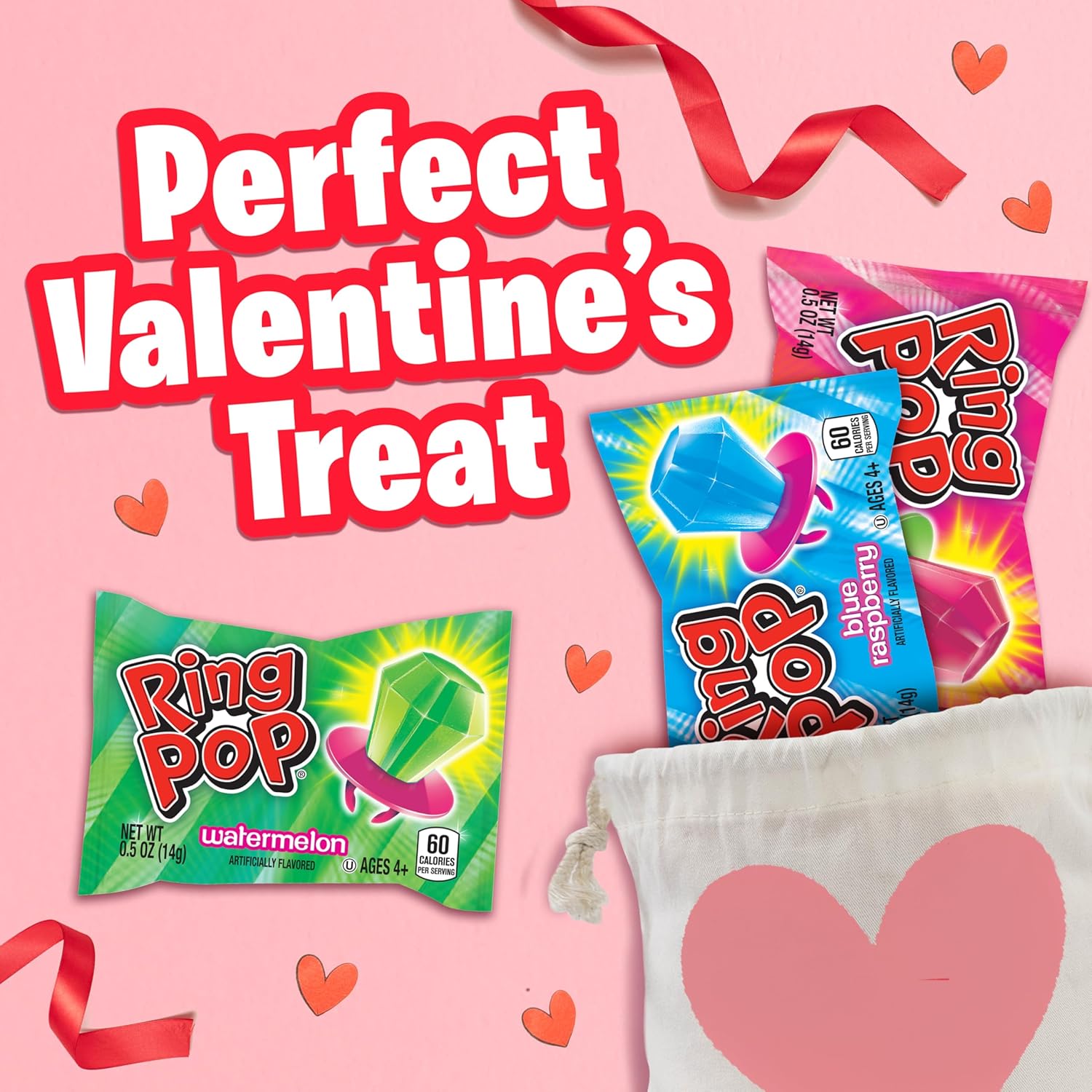 Ring Pop Candy, assorted fruity flavors, 50-count, full-size party favors for birthday celebrations and gifts