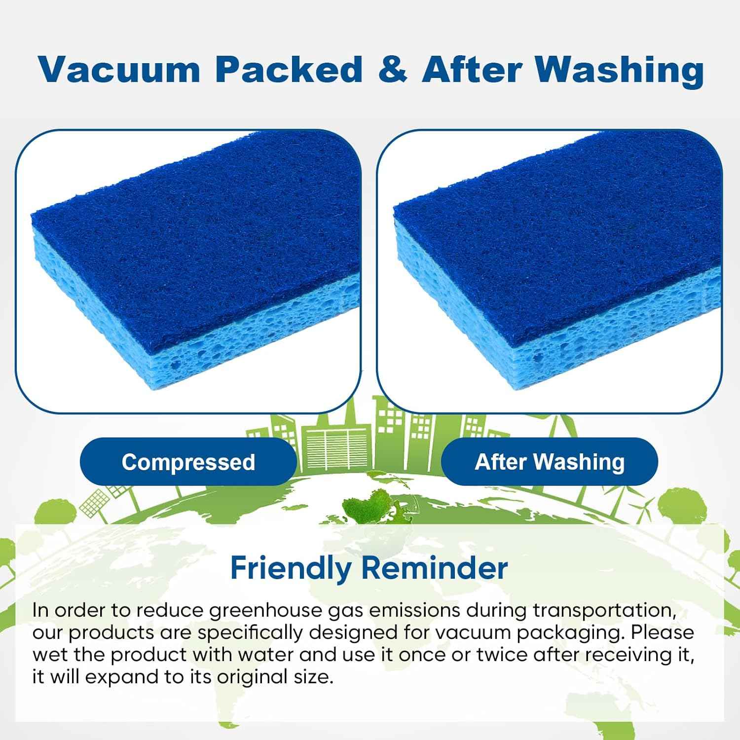 HOMEXCEL Sponges Kitchen 24pcs, Non-Scratch Scrub Dish Sponge Safe on Non-Stick Cookware, Dual Sided Cleaning Sponges for Kitchen, Household, Bathroom and More