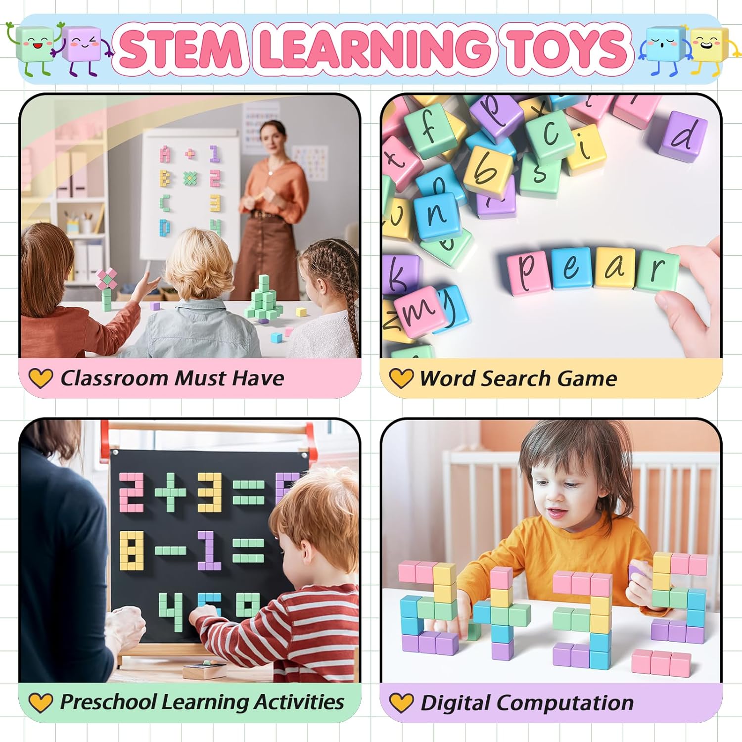 Apluses 32pcs Magnetic Blocks Building Cubes for Toddlers, Classroom Must Haves Creative Learning Kids Gifts, Preschool Montessori Sensory Autism Magnet Toys for Boys and Girls Ages 3 4 5 6