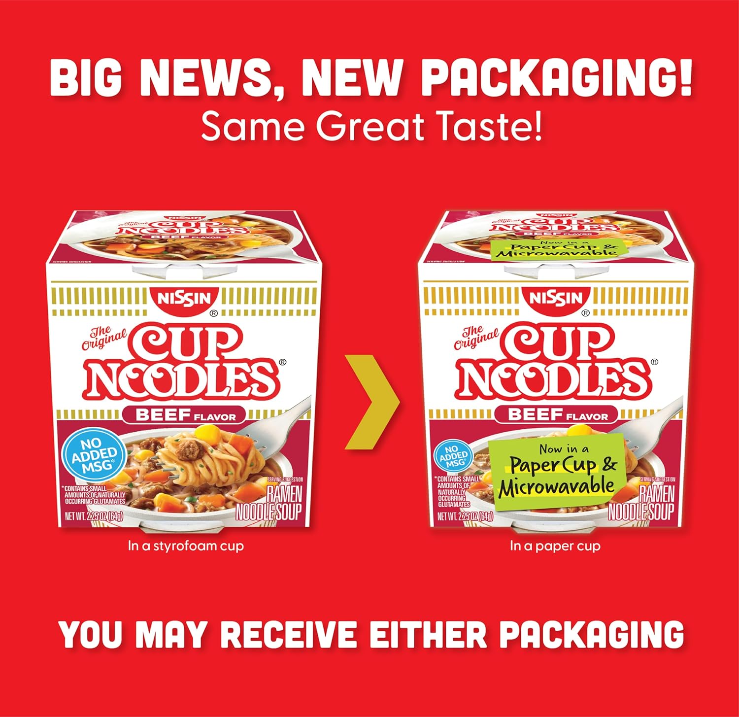 nissin cup noodles beef flavor microwaveable paper cups instant ramen pack of 12