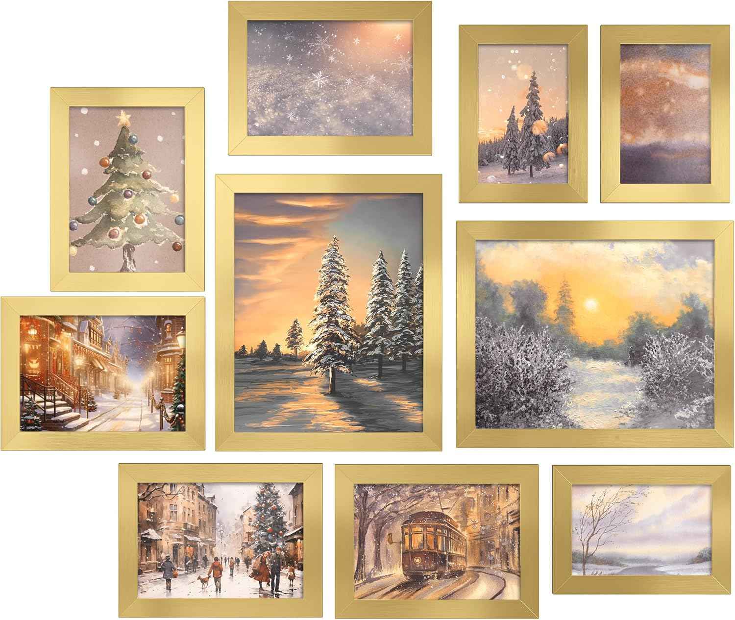 SONGMICS Picture Frames, Collage Picture Frames Set of 10, Two 8x10, Four 5x7, Four 4x6, Photo Frame for Wall Gallery Decor, Table Display, Christmas Gift, Rustic Brown URPF010X01