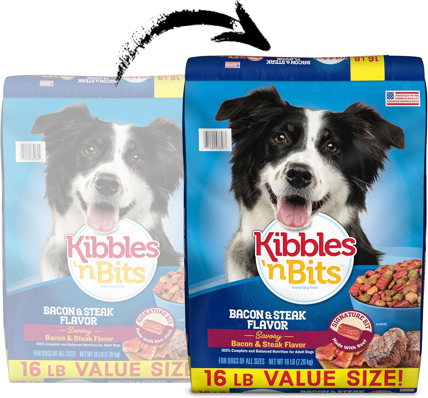 Kibbles 'n Bits Savory Bacon & Steak Adult Dog Food, 100% Complete, 16 lb. Bag