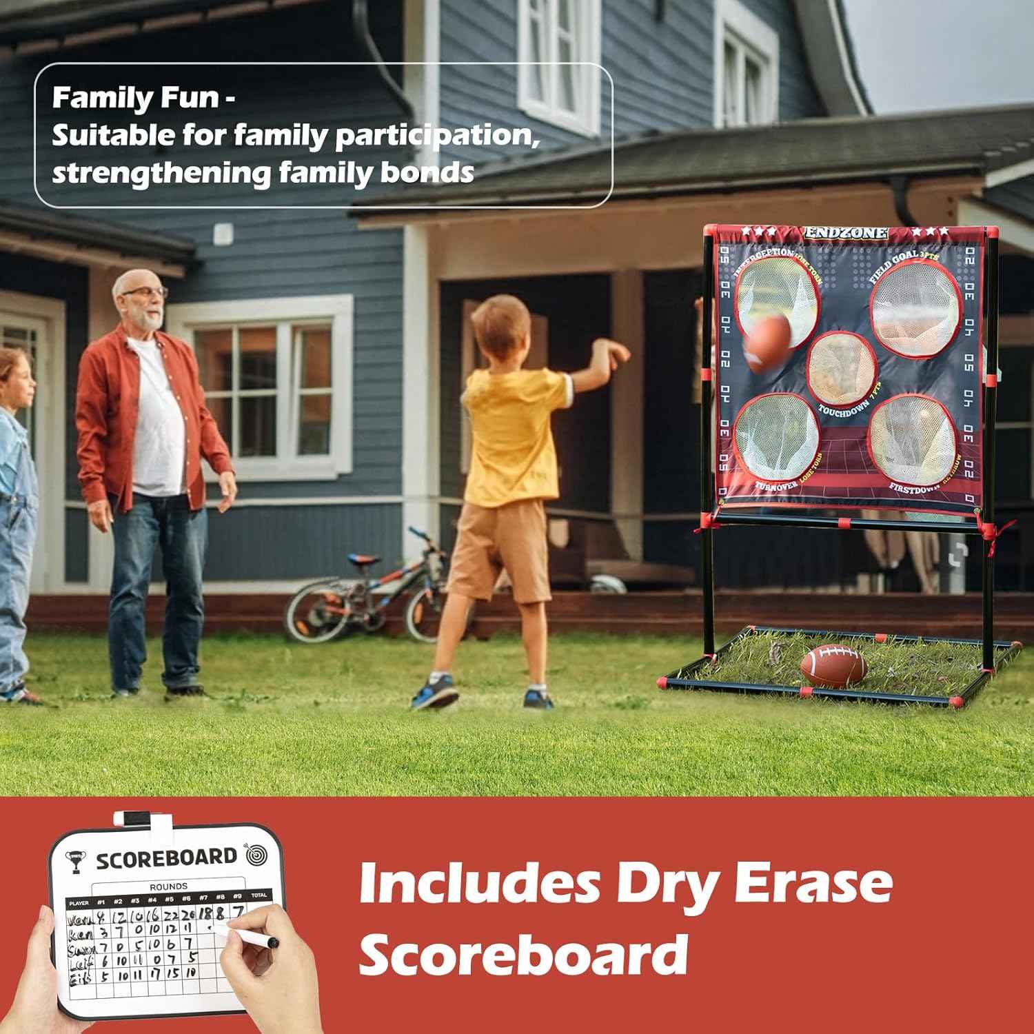 VROGTIK Football Toss Game for Kids Ages 3-8 - Outdoor Toy for Backyard, Beach & Camping for Toddlers & Family Party Fun