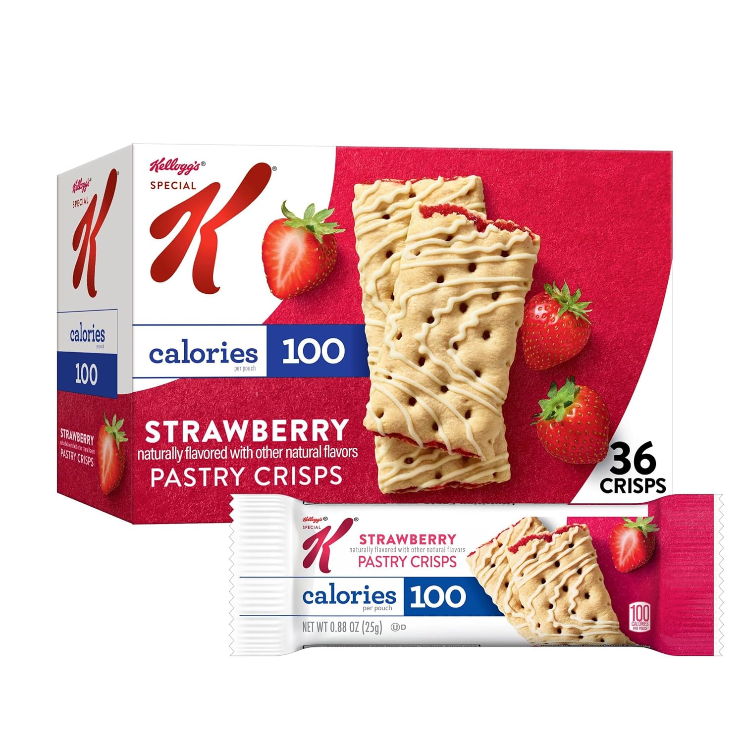 Special K Strawberry Pastry Crisps, 100 Calories, Value Size, 15.84oz Box (36 Crisps)
