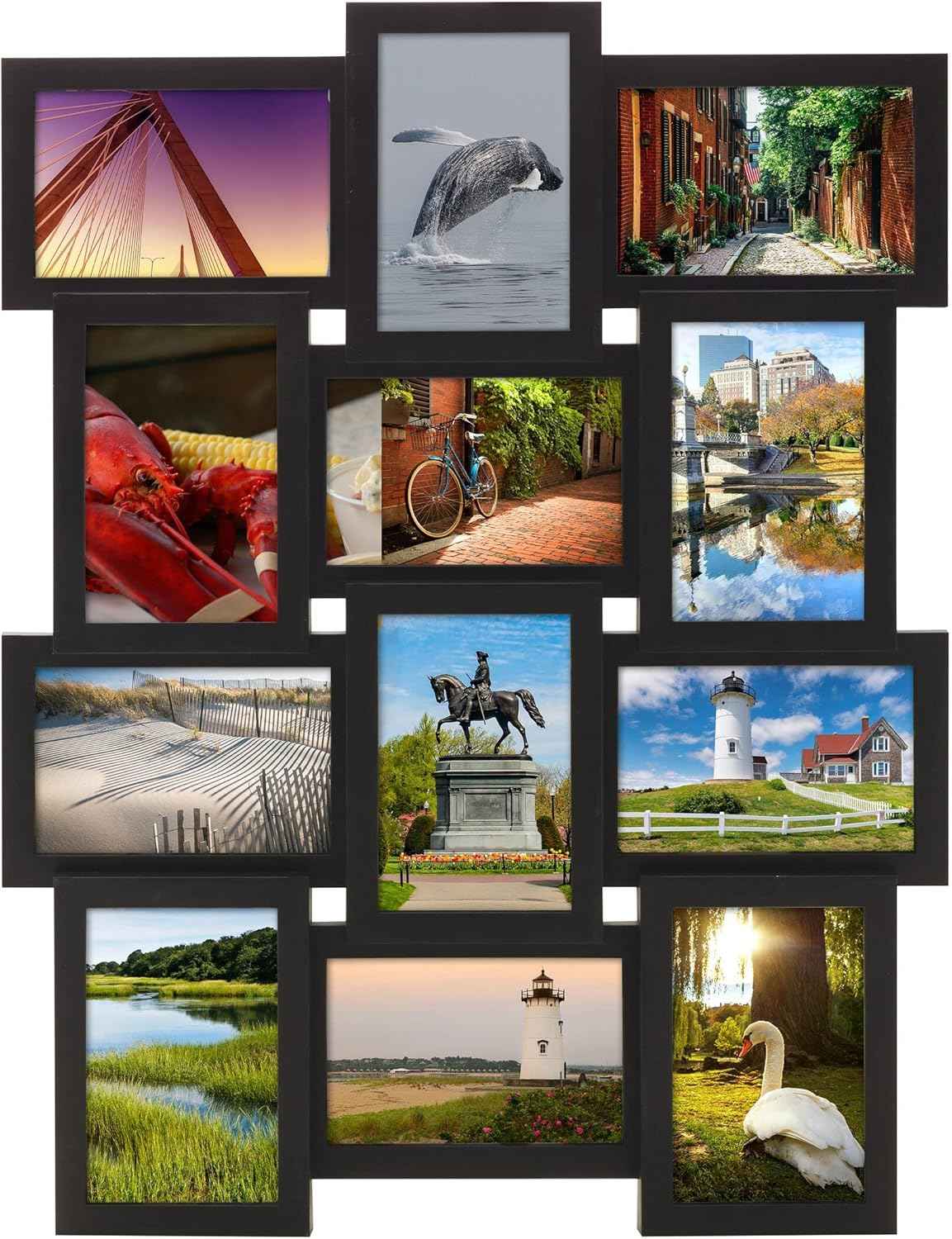Melannco 18x23 Inch Black Collage Picture Frame - Multi-photo Frame with 12 Openings - Six 6x4 and Six 4x6 Slots - Wall Mounted Gallery Frame for Family Photos - Home Decor Multi-picture Frame