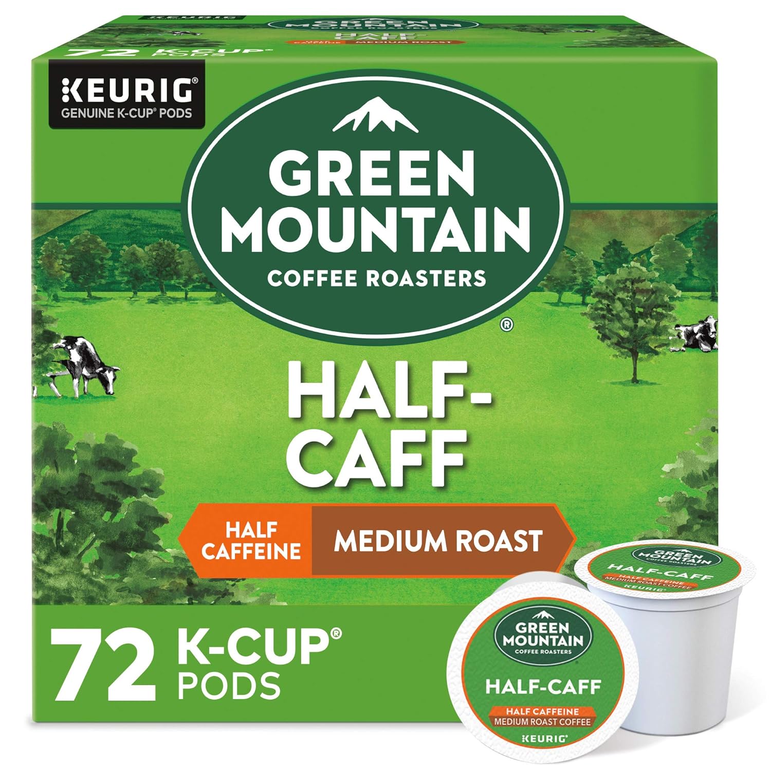 Green Mountain Coffee Roasters Half Caff, Medium Roast, 72 Count Keurig K-Cup pods