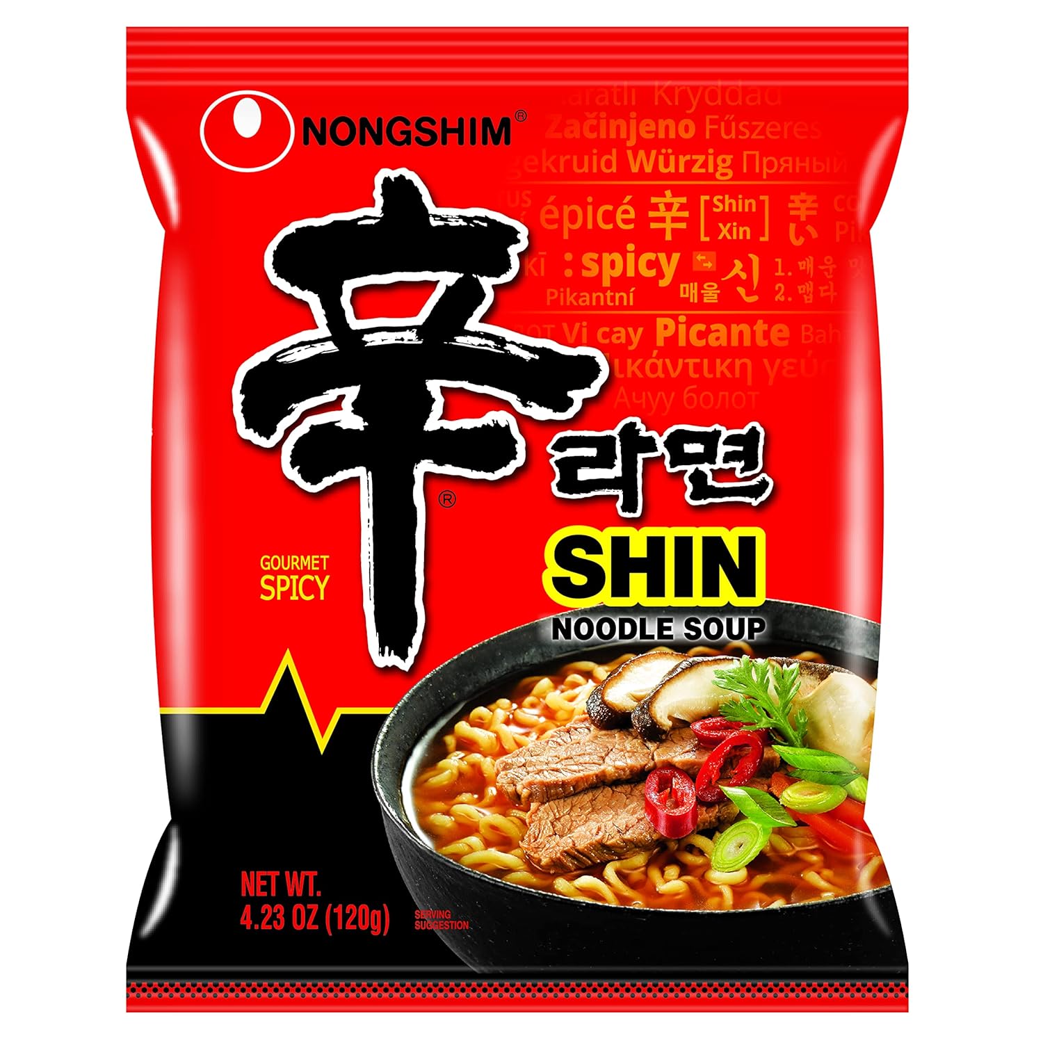 nongshim gourmet instant ramen spicy shin family pack 20 count 4.23 oz
