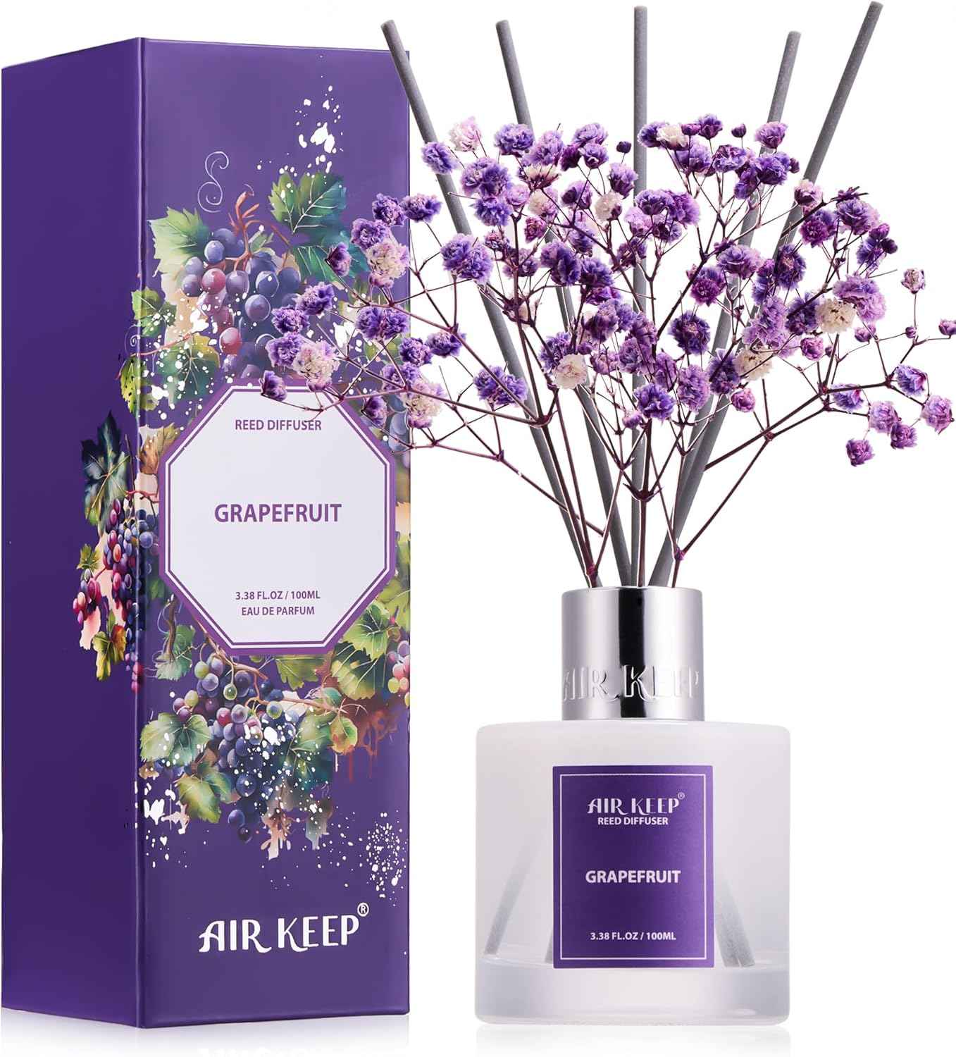 Airkeep Reed Diffuser Set,3.38 fl oz (100 ml) - Clean Linen Oil Diffusers with 8 Reed Sticks,Home Fragrance Reed Diffuser for Bathroom Shelf Decor