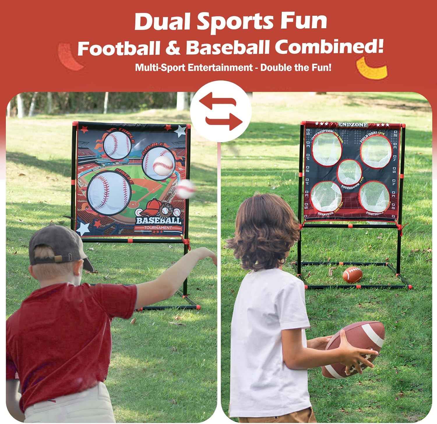 VROGTIK Football Toss Game for Kids Ages 3-8 - Outdoor Toy for Backyard, Beach & Camping for Toddlers & Family Party Fun