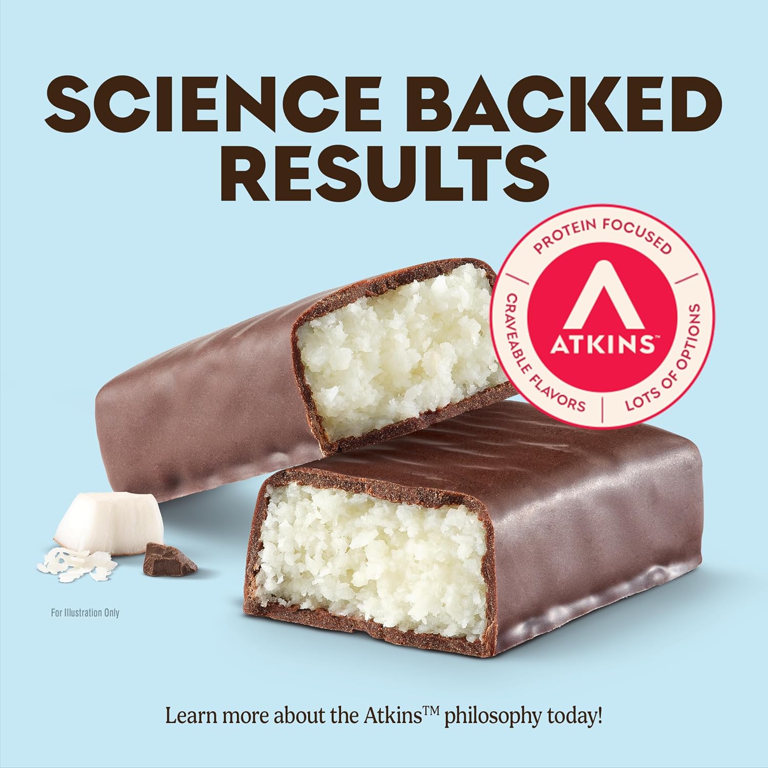 atkins endulge chocolate coconut flavored snack bar 16 count keto friendly low sugar