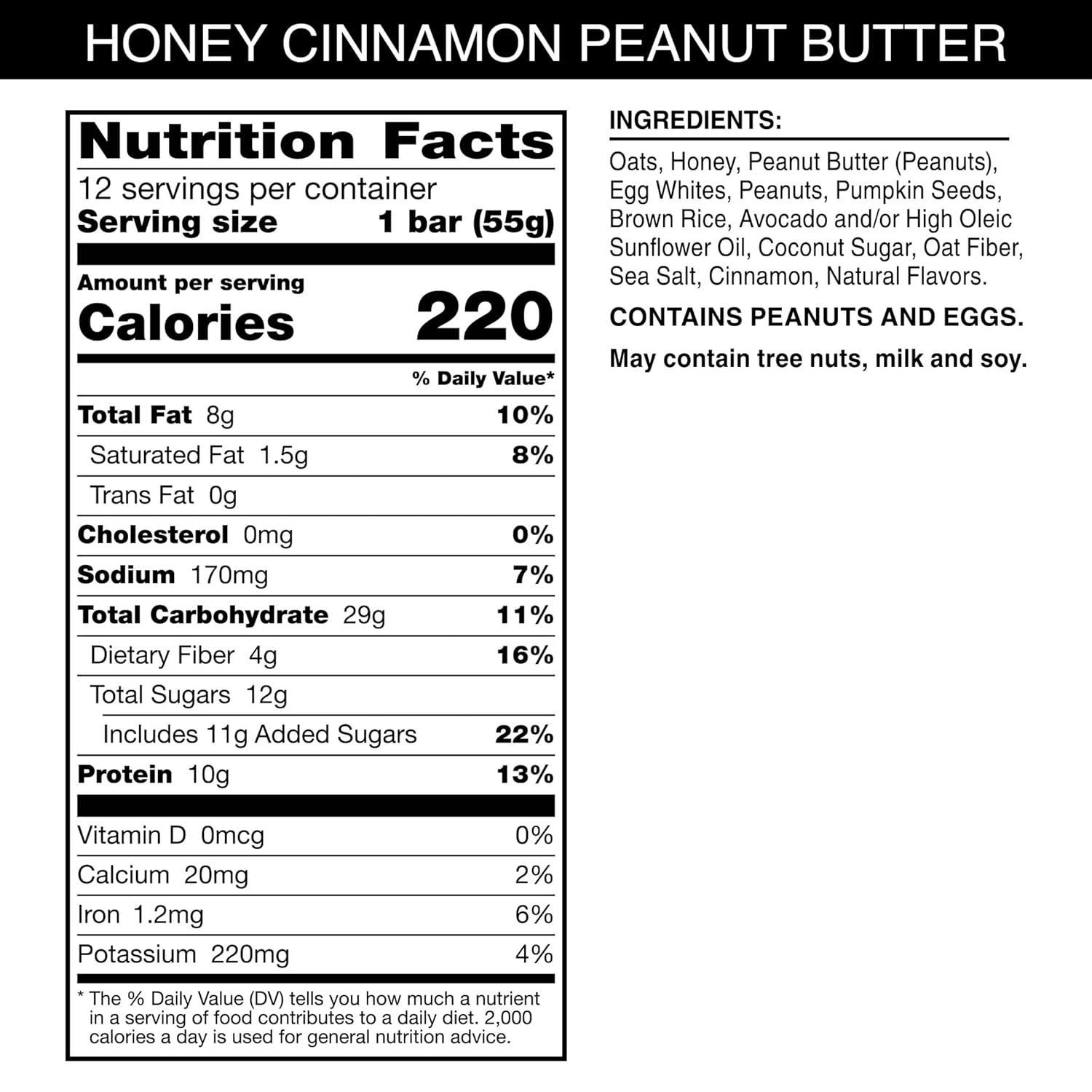 rxbar nut butter and oat honey cinnamon peanut butter protein snack bars 12 count 23.2oz box