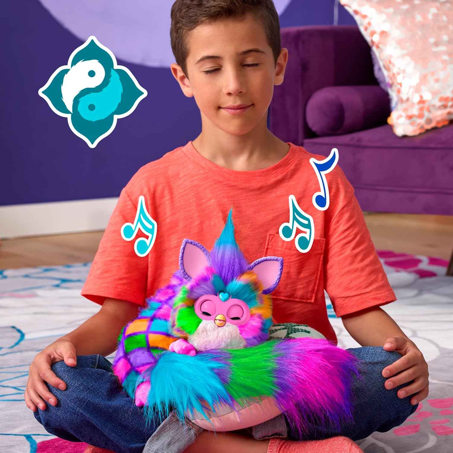 FURBY DJ Interactive Toy, Neon Star, Snuggly Electronic Plush, Music, Lights, Motion, & Games, Speaks English & Furbish, 32 in Long, 6+ Years (Amazon Exclusive)