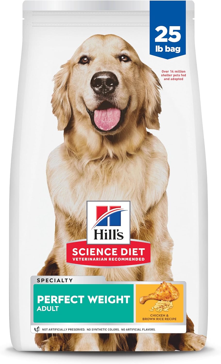 Hills Science Diet Adult Perfect Weight Dry Dog Food, 25 lb, Chicken & Brown Rice