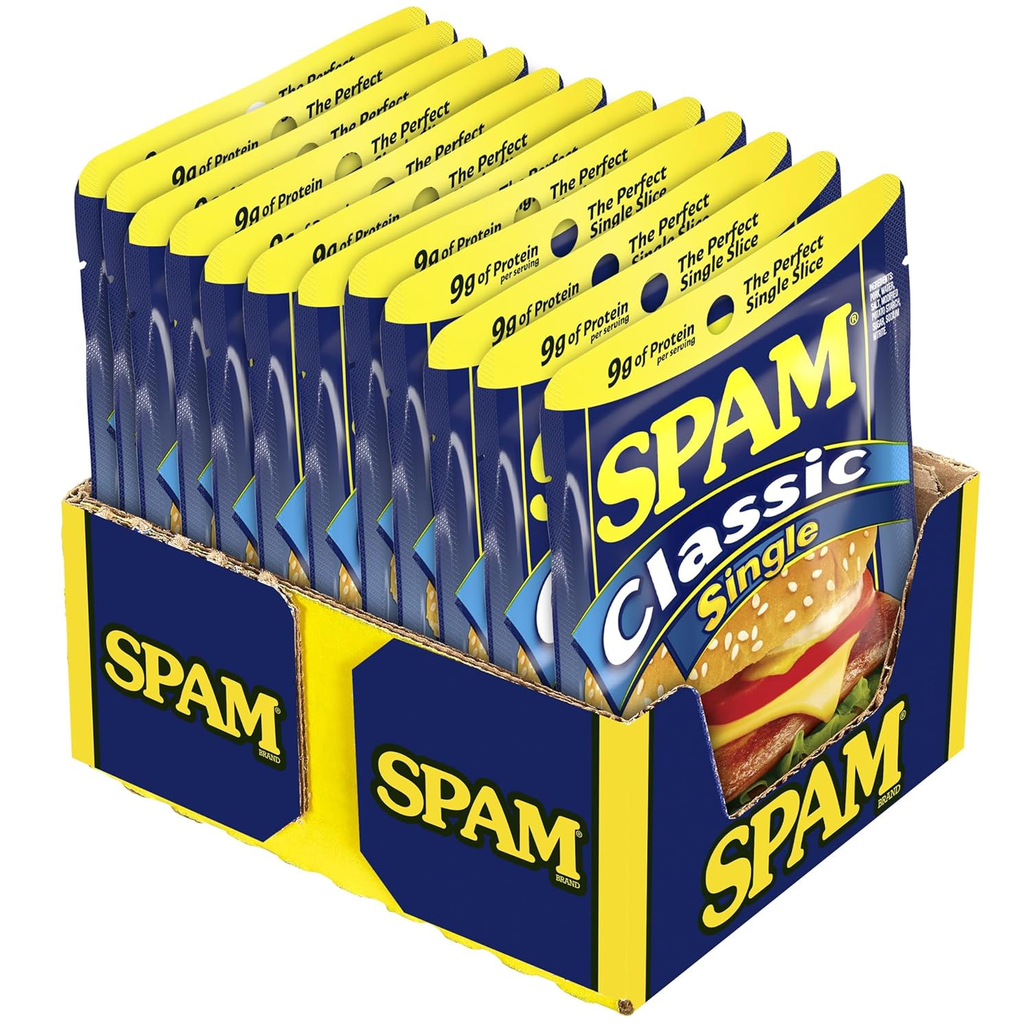 SPAM Classic Single 9 Grams Protein 2.5 oz Pouches 12 Pack