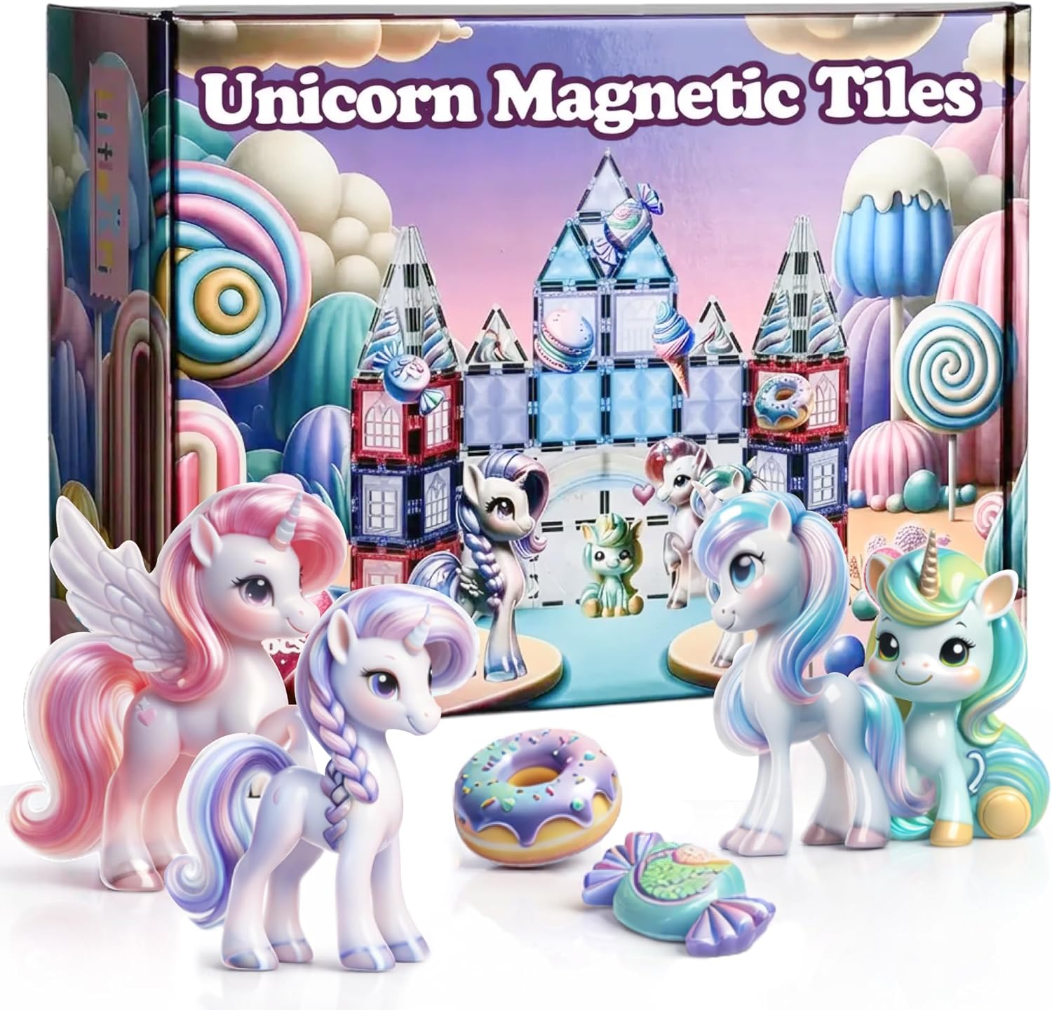 Little Pi Unicorn Toys for Girls Age 4-6 - Unicorn Magnetic Tiles Frozen Toys for Girls Age 4-7 - 3 Year Old Girl Gifts 4 Year Old Girl Birthday Gifts Magnetic Blocks Age 3 4 5 6 7 8