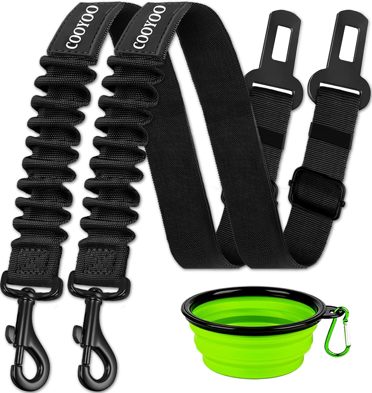 cooyoo dog seat belt 3 piece set adjustable nylon pet safety harness heavy duty elastic