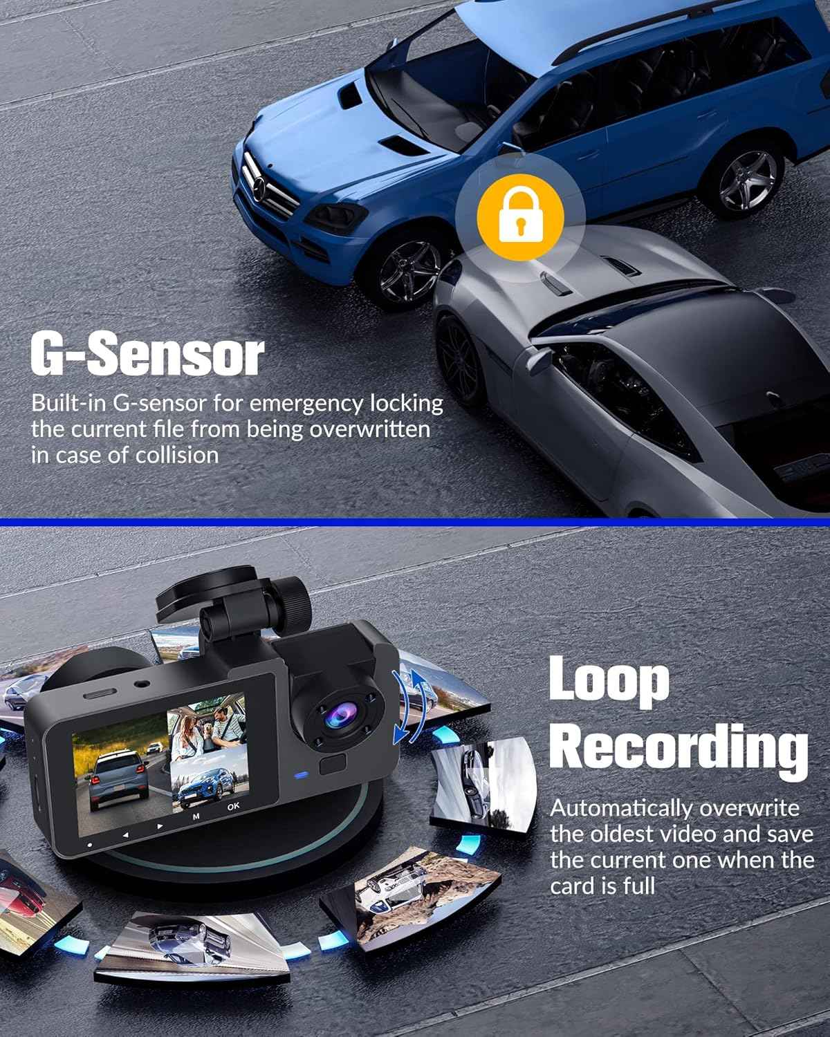 Dash Camera for Cars,4K Full UHD Car Camera Front Rear with 32GB Card,Built-in Super Night Vision,2.0'' IPS Screen,170°Wide Angle,WDR, 24H Parking Mode, Loop Recording.