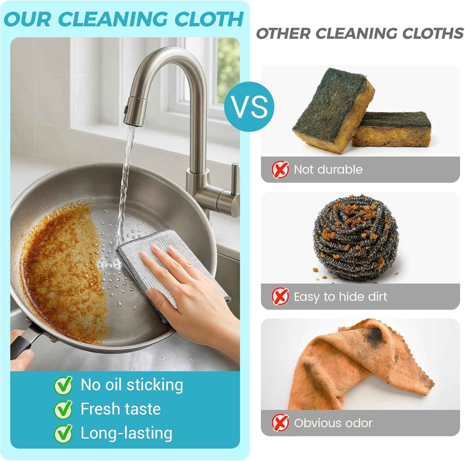 12 PCS Non Scratch Wire Dishcloth, Cleans Fast Without Scratching, Stands Up to Stuck-on Grime, Multi-Surface Safe, Wire Dishwashing Rag Cleaning Power for Everyday Jobs 7.87“ x 7.87”