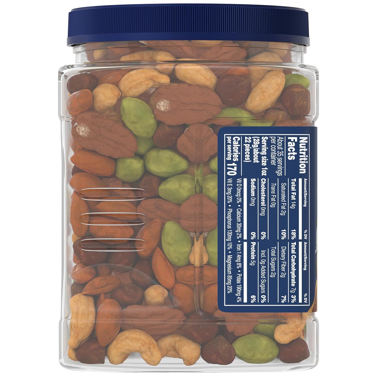 planters unsalted premium nuts 34.5 oz resealable container with roasted california pistachios and mixed nuts