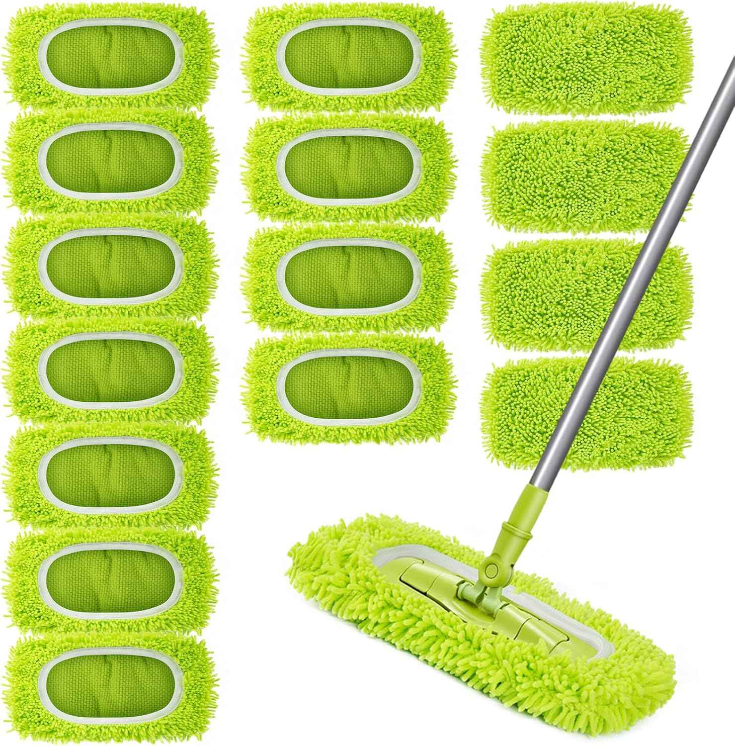 Reusable Dry Sweeping Cloths Microfiber Wet Mop Pads Compatible with Swiffer Sweeper Mop Replacement Sweeping Mopping pad Refills for Hardwood Surface Floor Cleaning (4PCS)