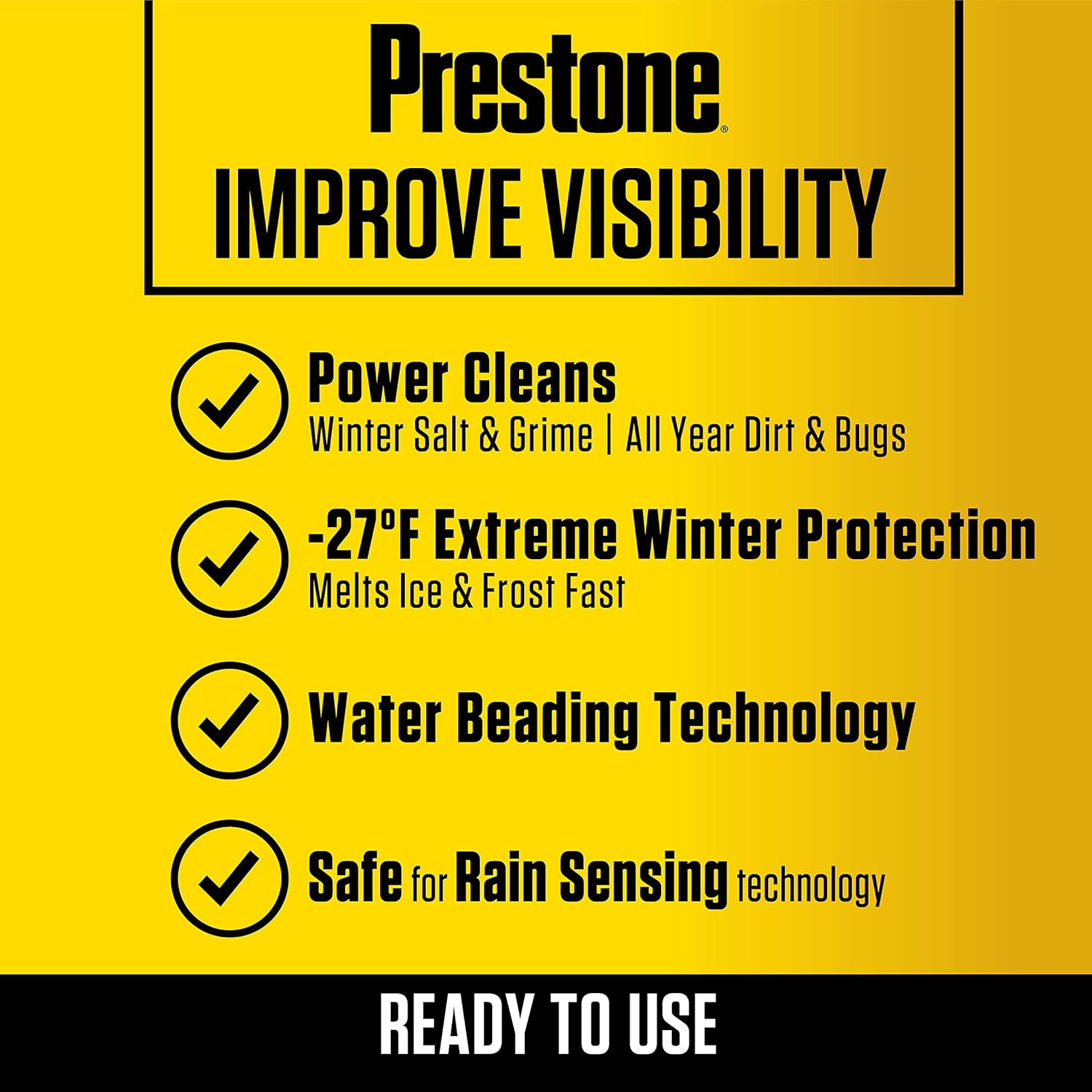 Prestone AS658 2-in-1 windshield washer fluid, 1 gallon, advanced winter de-icer and summer bug wash