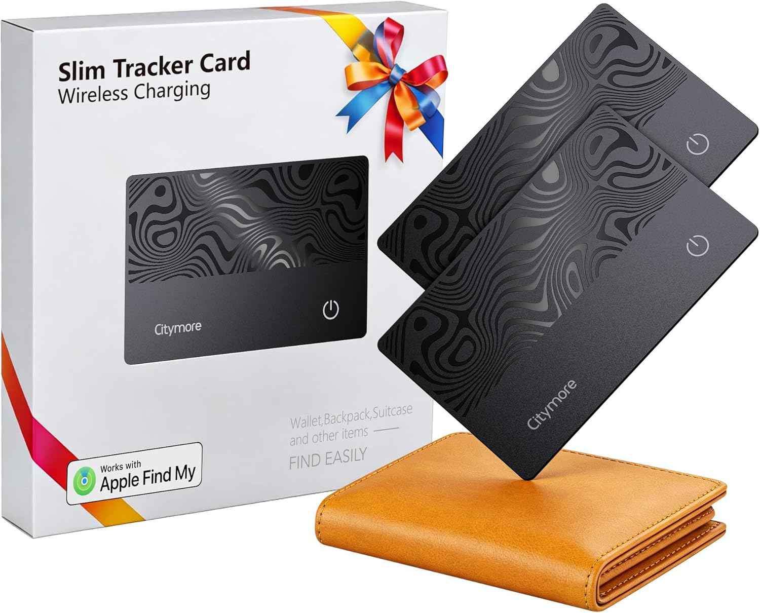 4Pack Wallet Tracker Card, for Airtag Wallet Bluetooth Tracker Smart Finder for Apple Air tag Find My[Apple MFi Certified] (iOS Only) IP68 Waterproof, Item Locator for Bags,Luggage,Passport, ID
