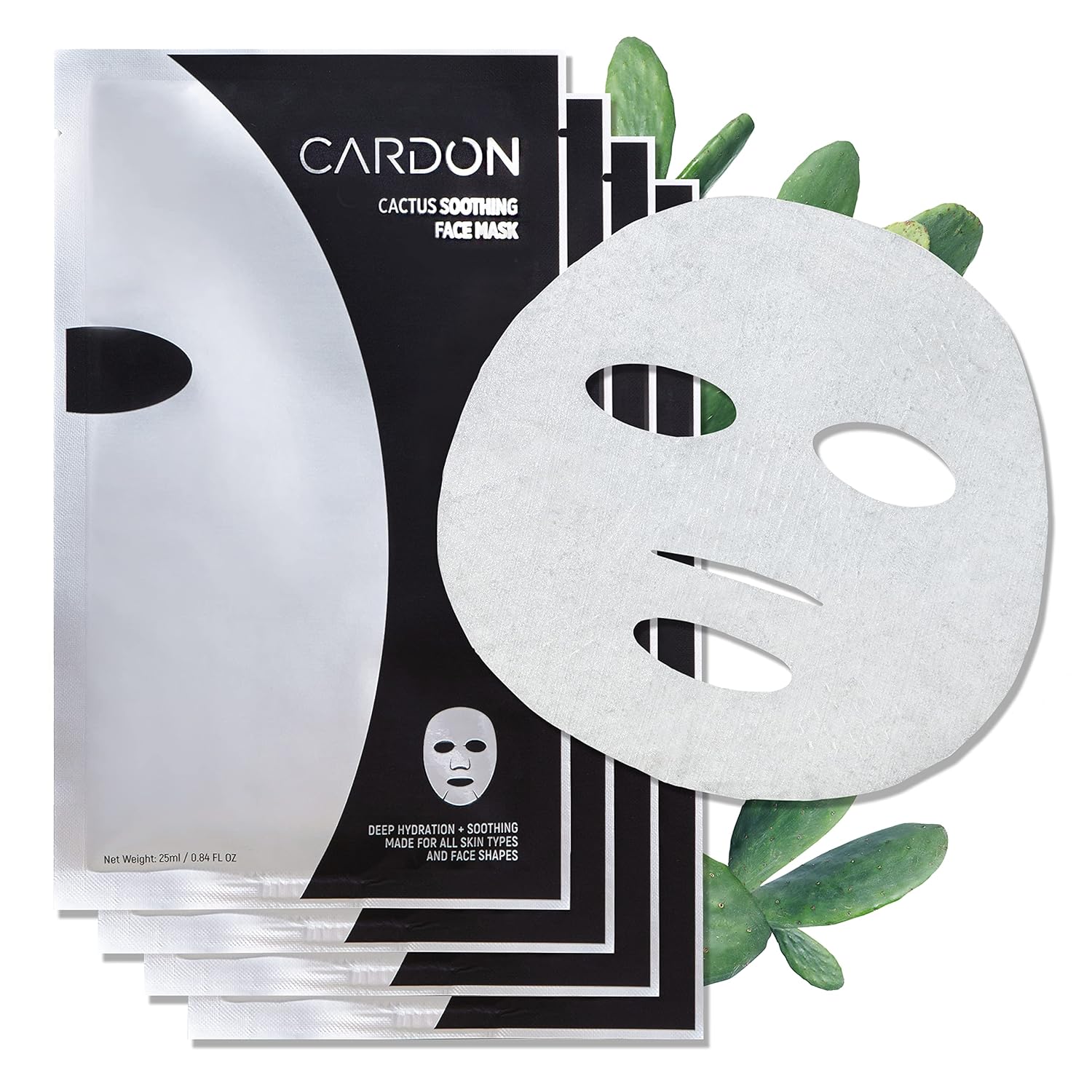 cardon korean charcoal beard care sheet masks with premium oil - 4 pack for hydration and anti-aging
