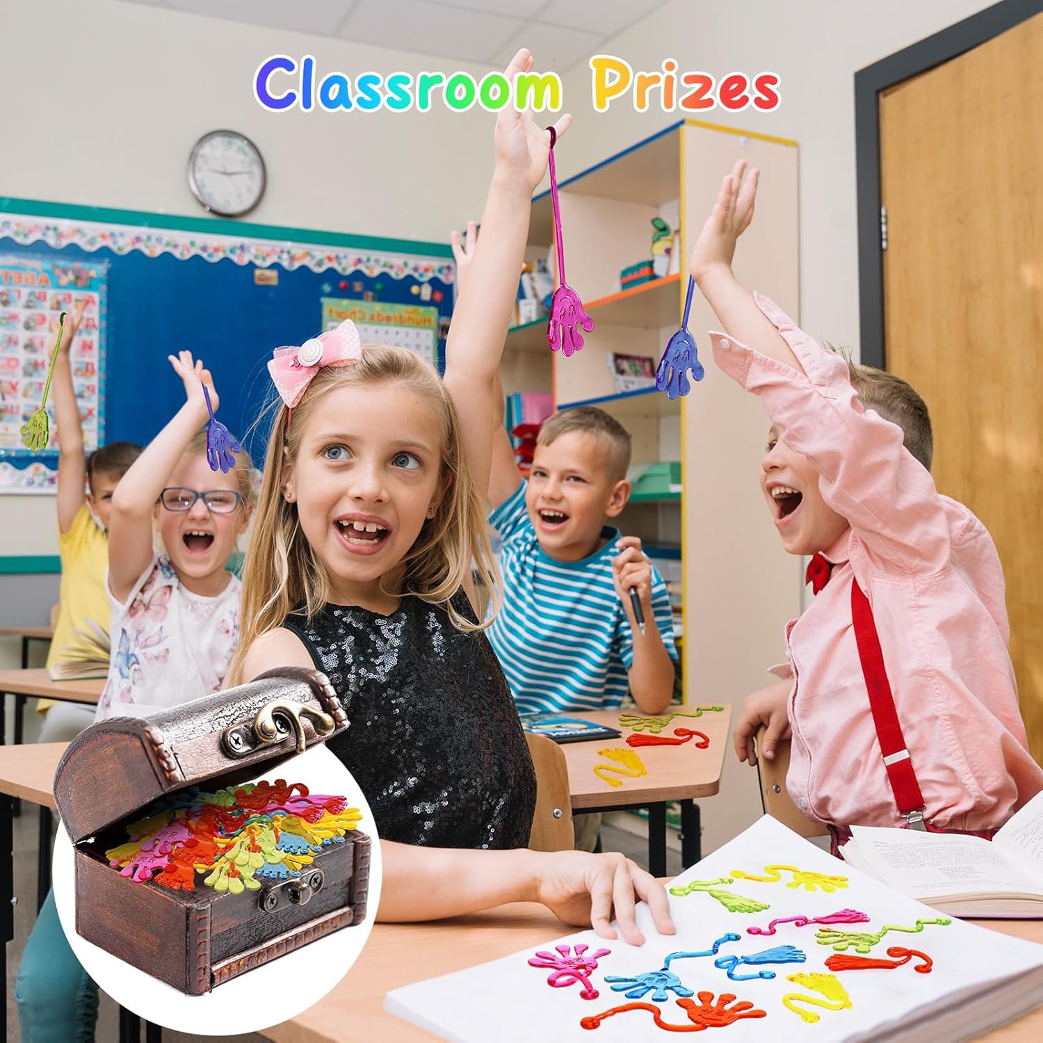 Sticky Hands Bulk 30 PCS Party Favors for Kids 4-8,8-12 Year Stretchy Sticky Hand Feet Goodie Bags Stuffers for Kids Classroom Prizes Back to Schoo Gifts for Student Birthday Trinkets Slap Hand