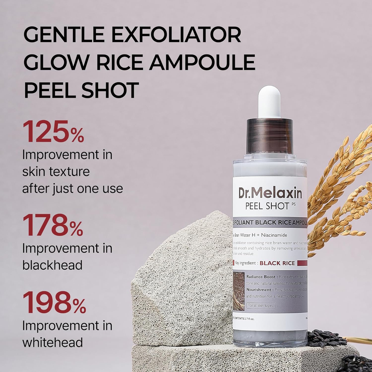 Dr.Melaxin peel shot glow black rice peeling ampoule 80ml gentle exfoliating korean skincare