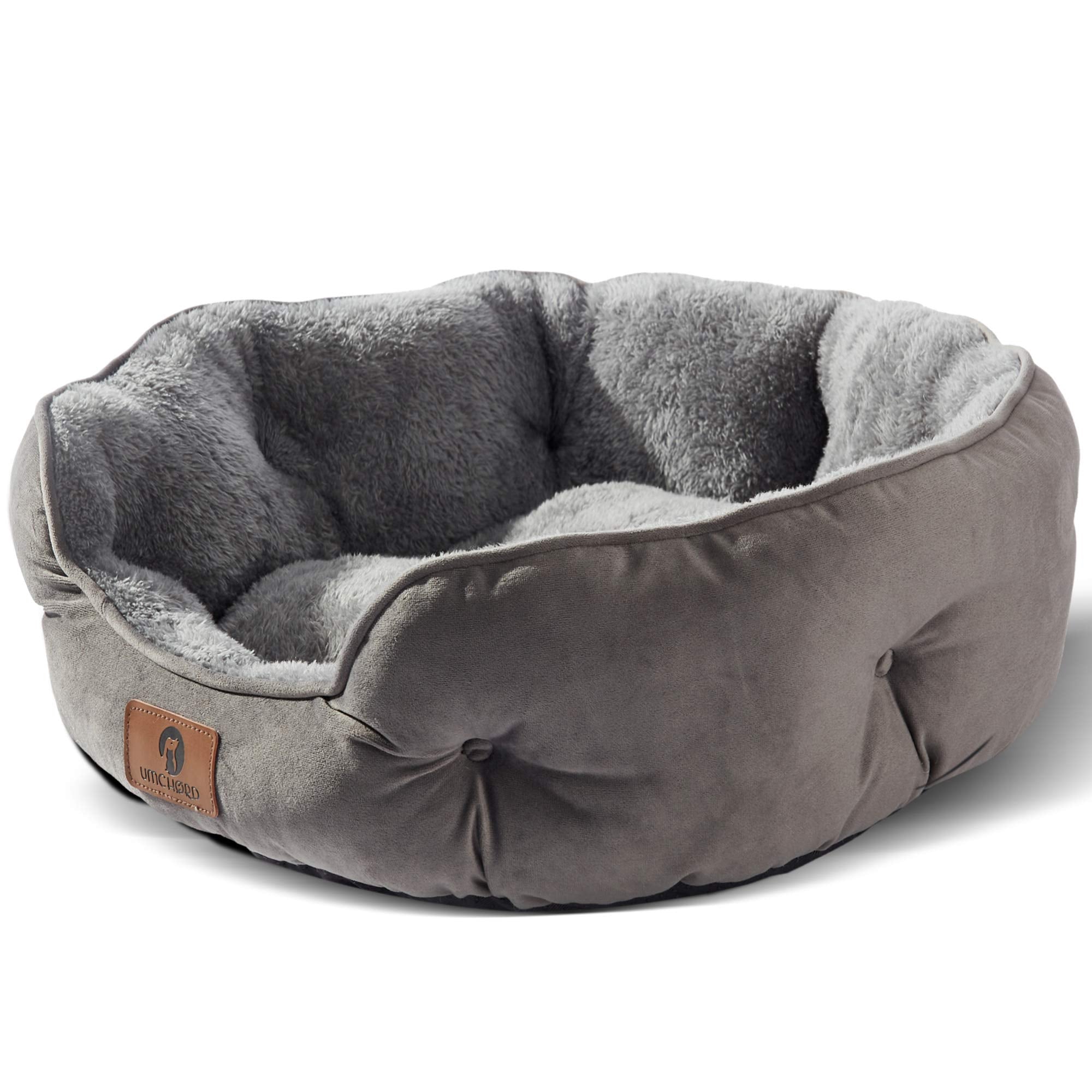 asvin small dog bed, soft and cozy, machine washable, anti-slip oxford bottom, grey, 20 inches