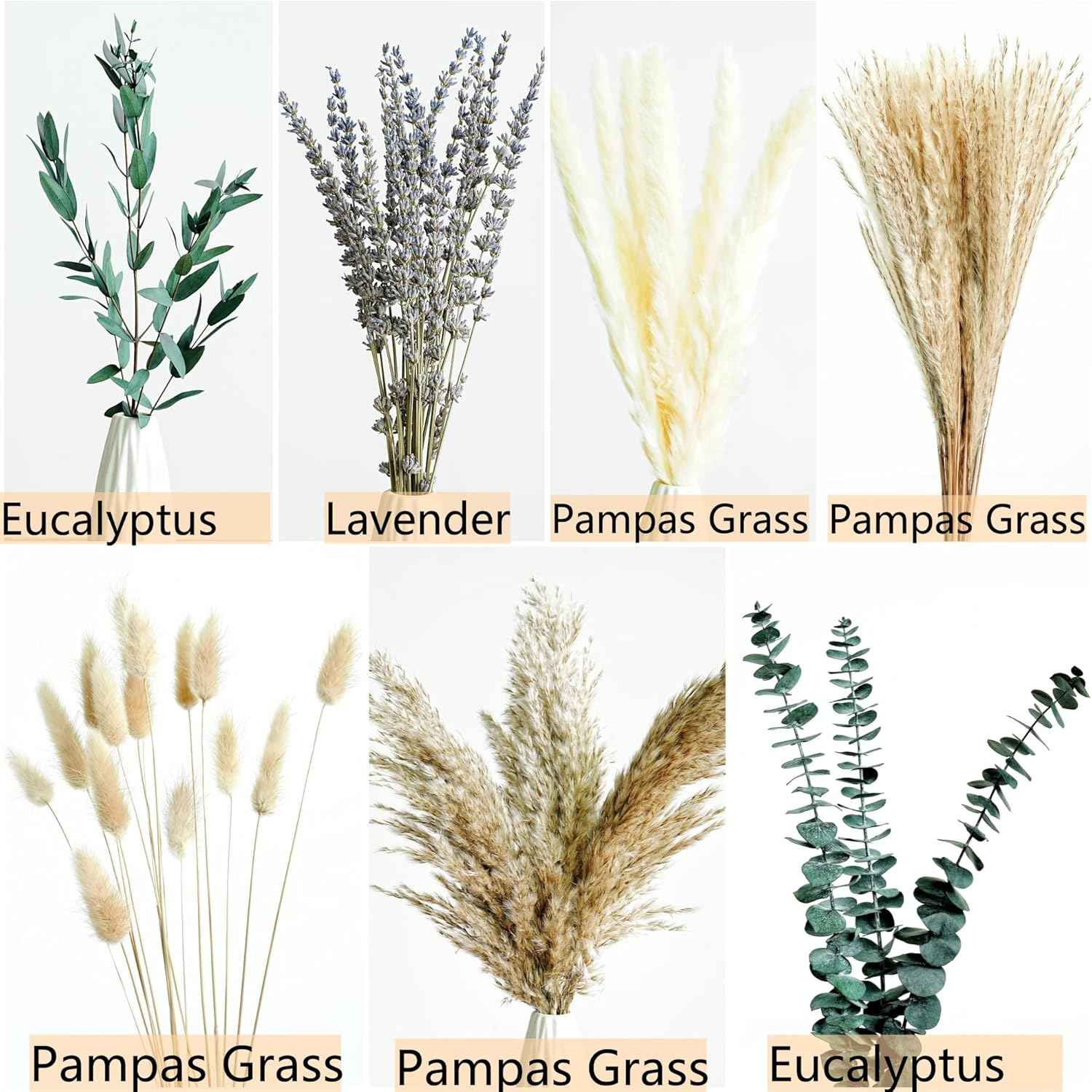 Green Pampas Grass Boho Bouquet – Exquisite Lavender and Eucalyptus Dried Flower Arrangements for Western Boho Decor – Rustic Flowers for Your Bohemian Home, Bedroom, and Wedding Table Décor