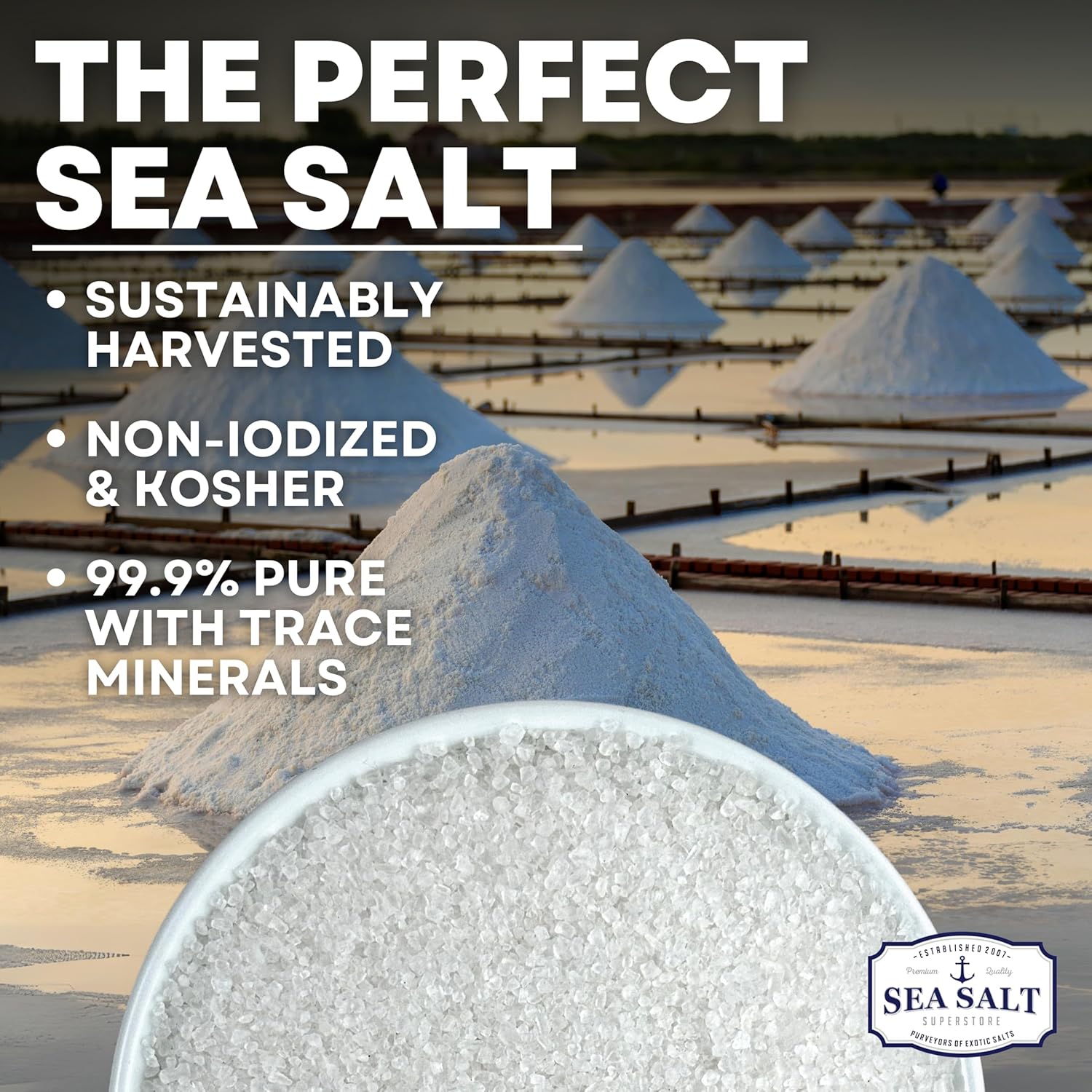 Sea Salt Superstore Coarse Grain Kosher Non-Iodized Baja Salt Refill for Grinder, 14 oz Bag