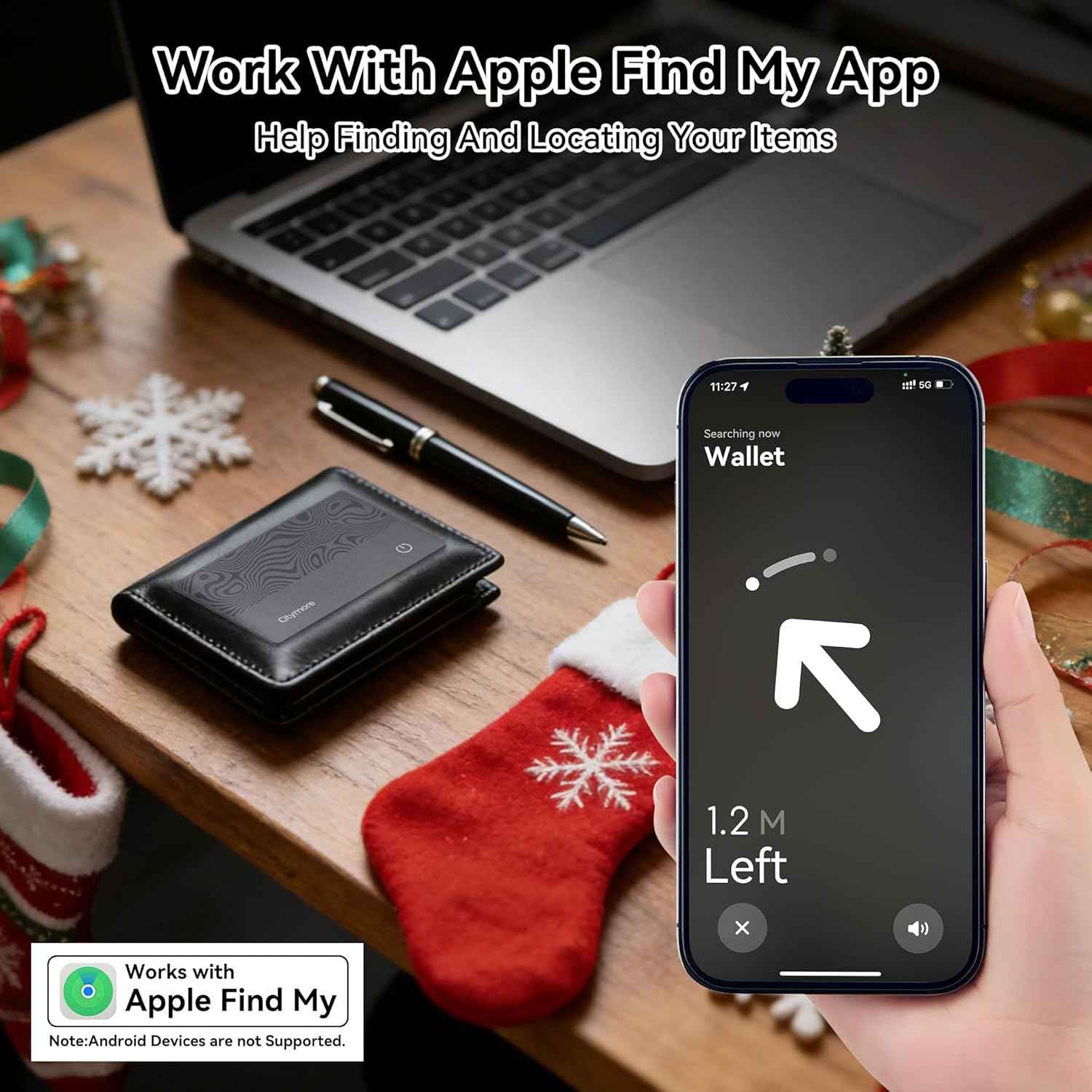 4Pack Wallet Tracker Card, for Airtag Wallet Bluetooth Tracker Smart Finder for Apple Air tag Find My[Apple MFi Certified] (iOS Only) IP68 Waterproof, Item Locator for Bags,Luggage,Passport, ID