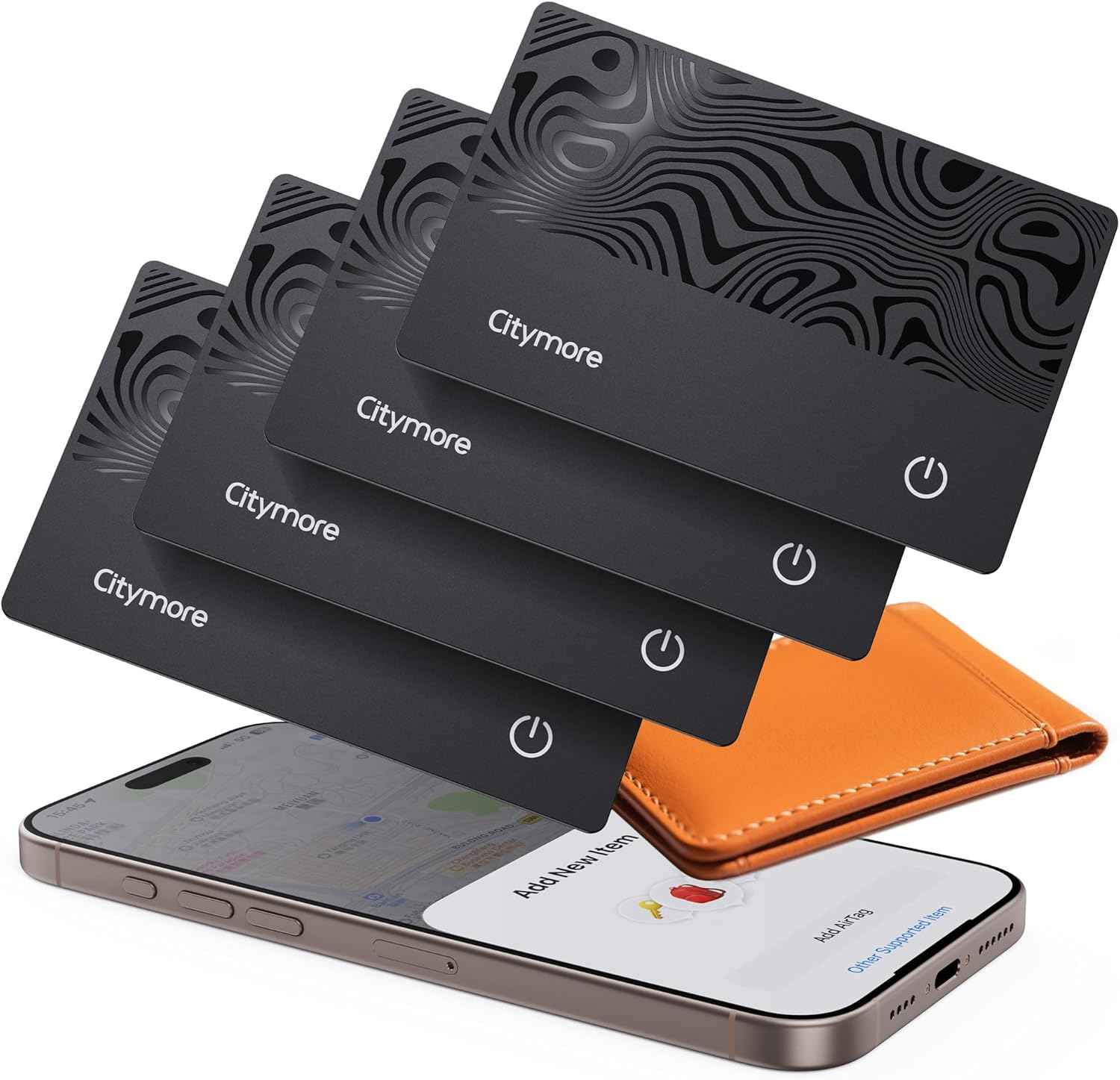 4Pack Wallet Tracker Card, for Airtag Wallet Bluetooth Tracker Smart Finder for Apple Air tag Find My[Apple MFi Certified] (iOS Only) IP68 Waterproof, Item Locator for Bags,Luggage,Passport, ID