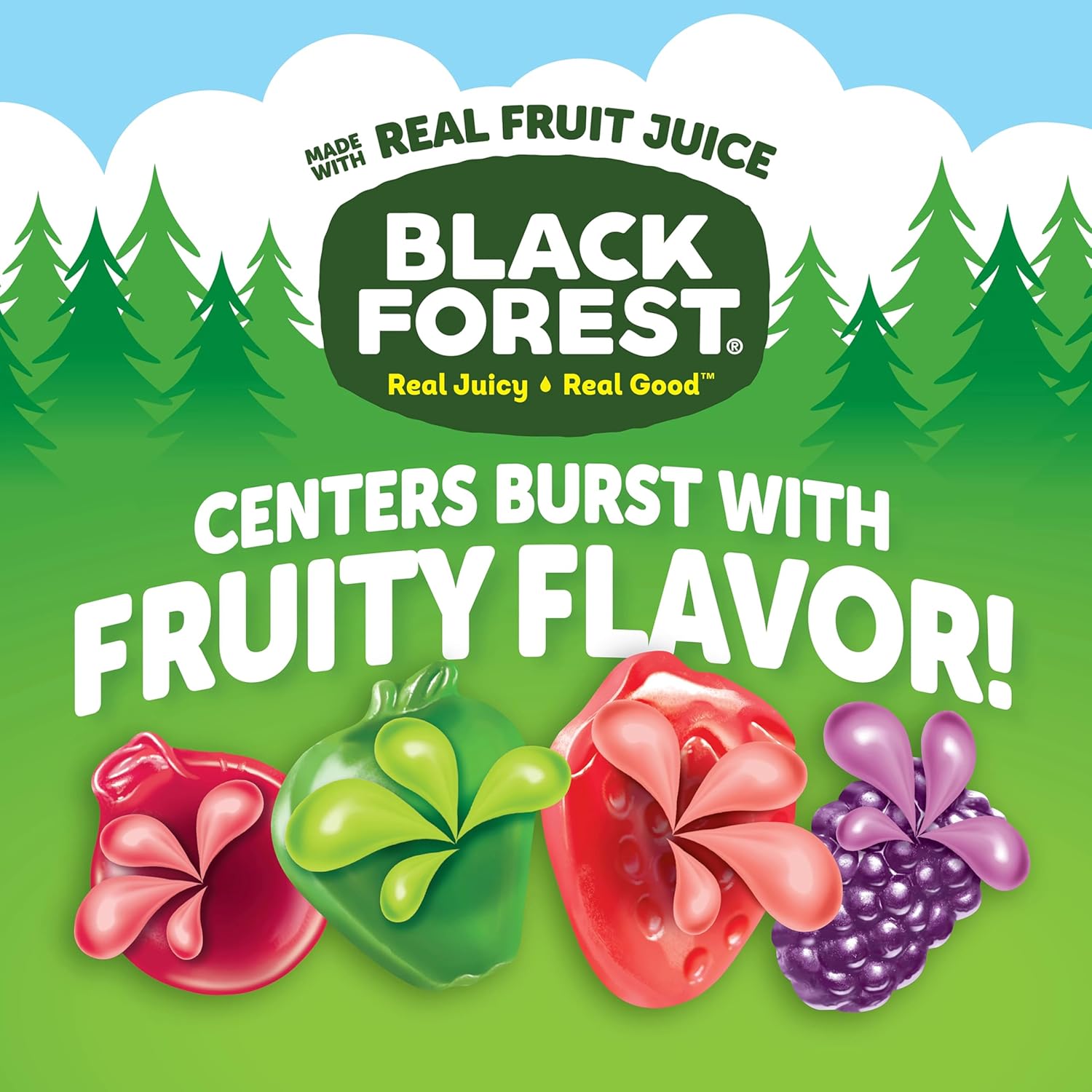 Black Forest, Juicy Burst, 0.8 oz, 40 ct, Mixed Fruit Flavored Snacks, Real Fruit Juice