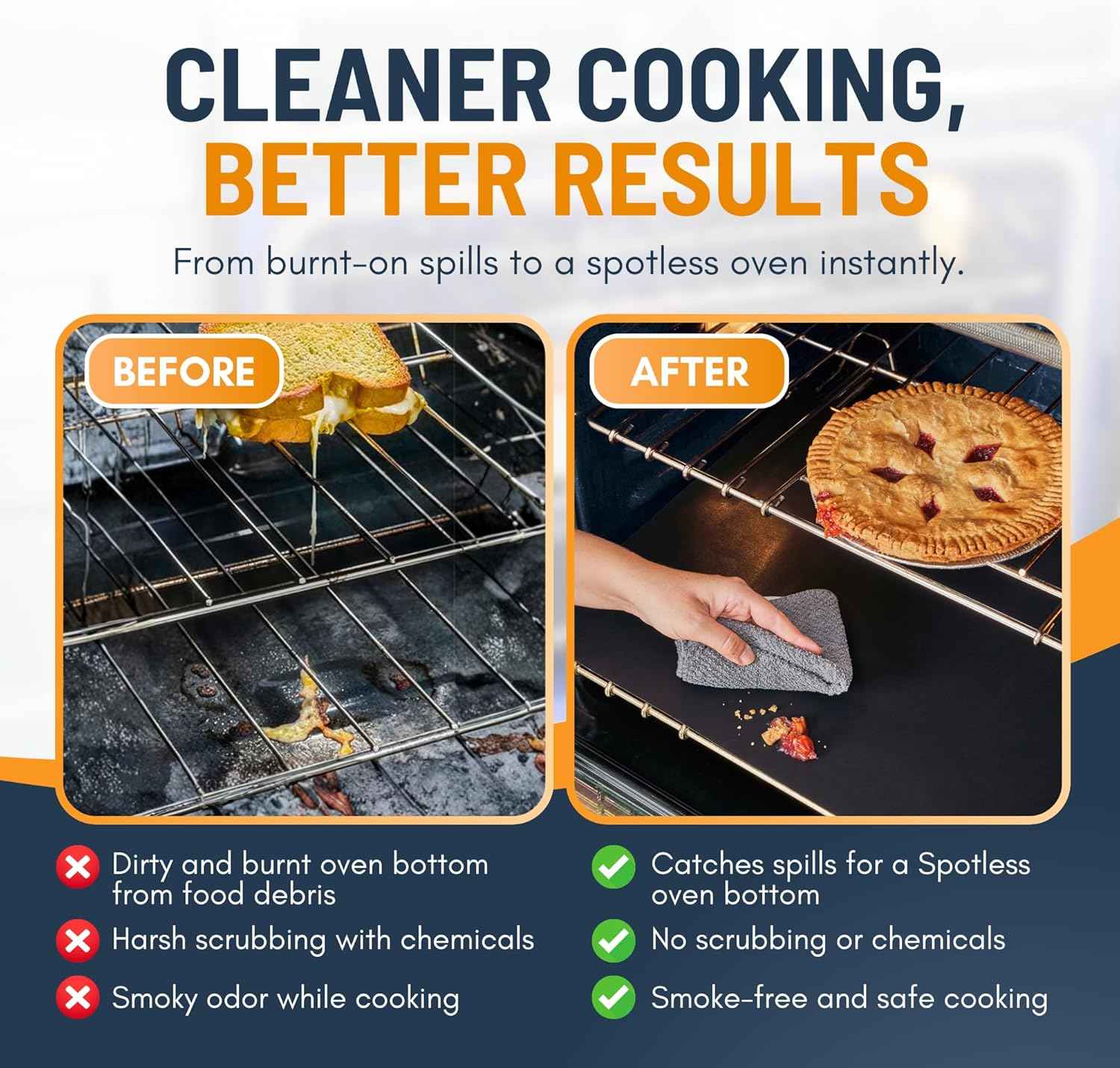 Oven Liners for Bottom of Oven - 2 Pack Large Heavy Duty Mats, 17”x25” Non-Stick Reusable Liner for Electric, Gas, Toaster Ovens, Grills - BPA & PFOA Free Kitchen Accessory to Keep Oven Clean (Black)