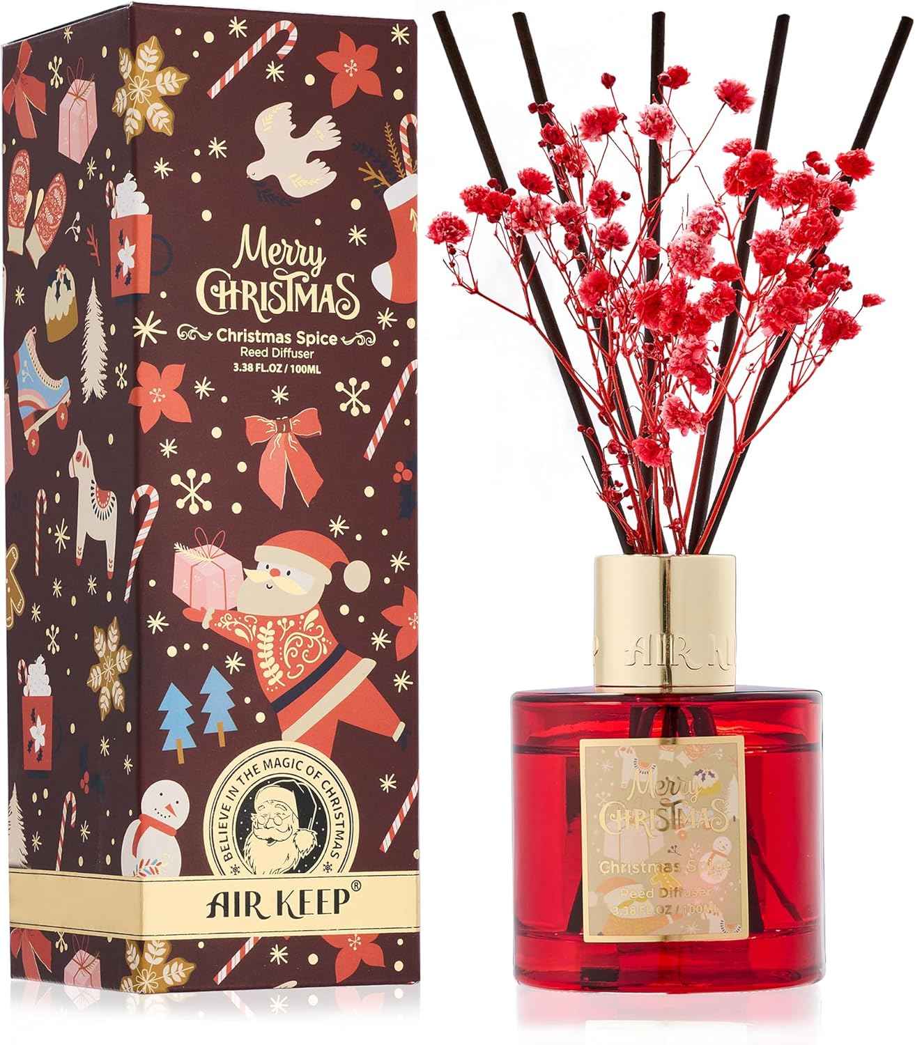 Airkeep Reed Diffuser Set,3.38 fl oz (100 ml) - Clean Linen Oil Diffusers with 8 Reed Sticks,Home Fragrance Reed Diffuser for Bathroom Shelf Decor