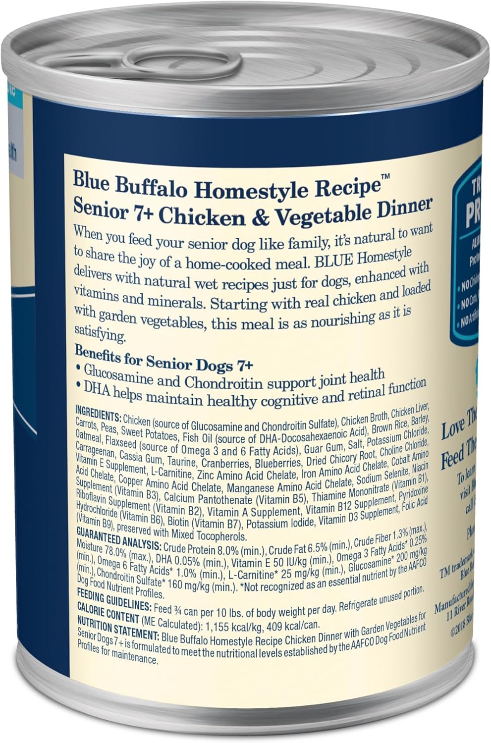 blue buffalo senior chicken dinner wet dog food 12.5-oz cans 12 count