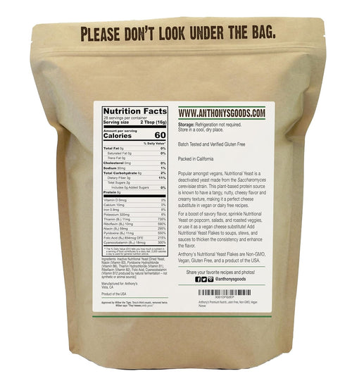 anthony's premium nutritional yeast flakes 1 lb fortified gluten free non gmo vegan nutrition