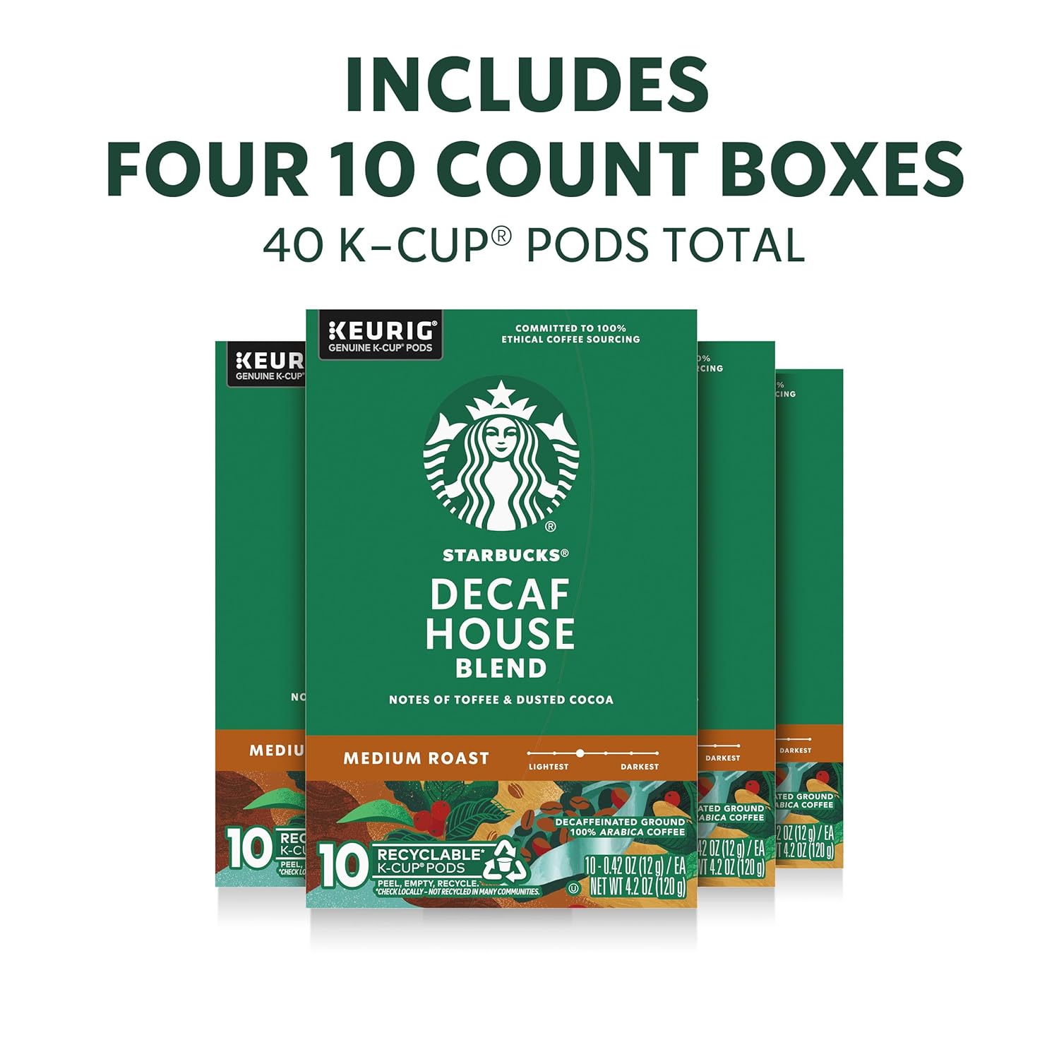 starbucks decaf house blend medium roast keurig coffee pods 40 count box